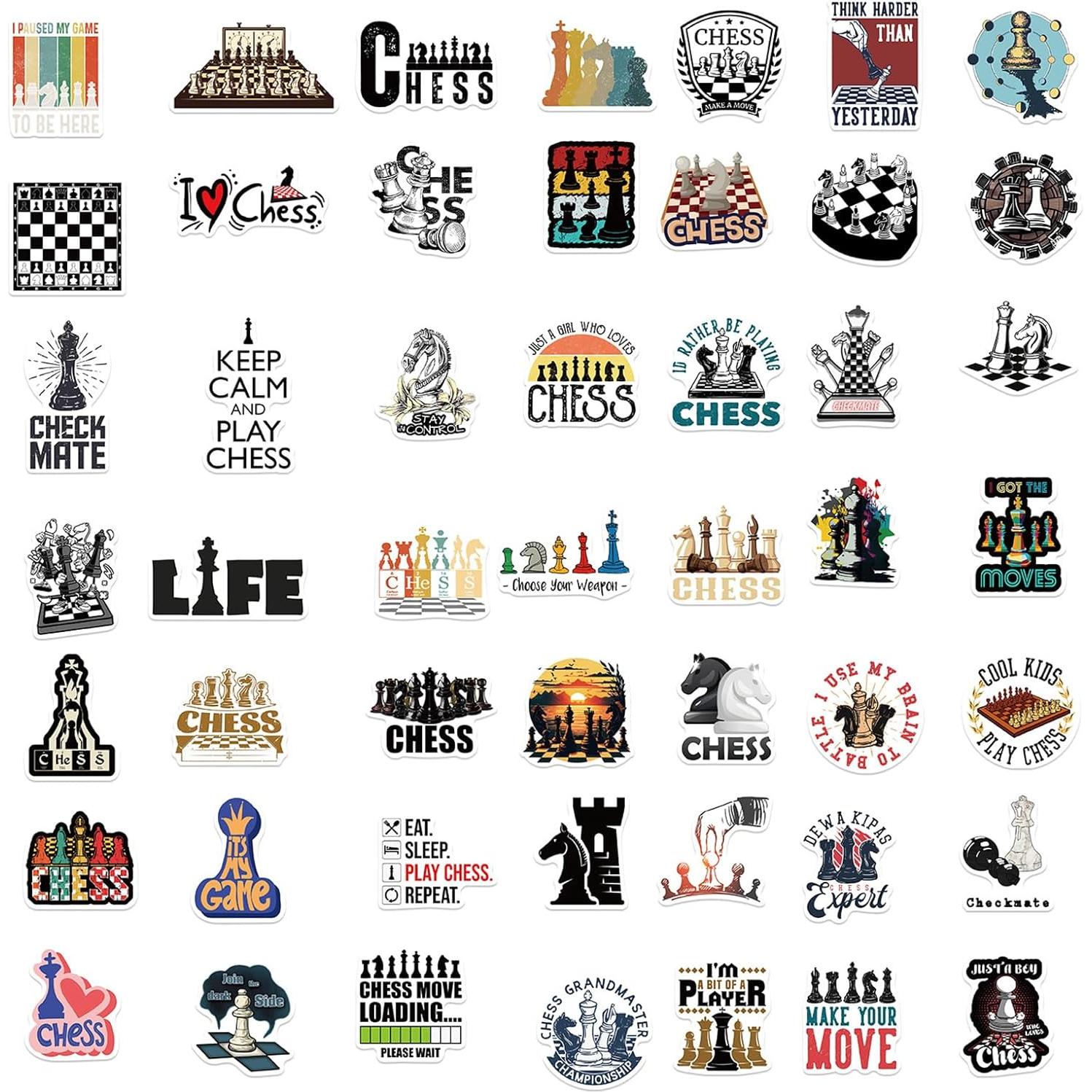 50 Stickers de Ajedrez SVGDHZK para Laptop y Decoración
