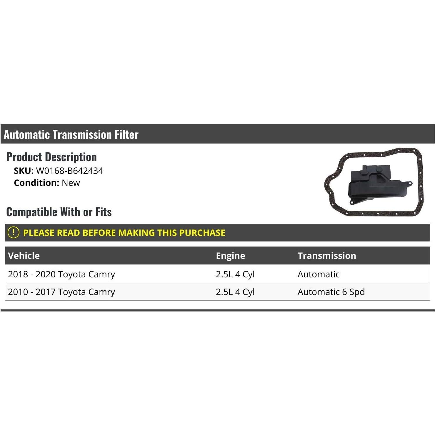 Filtro de Transmisión Automática Toyota Camry 2.5L 2010-2020