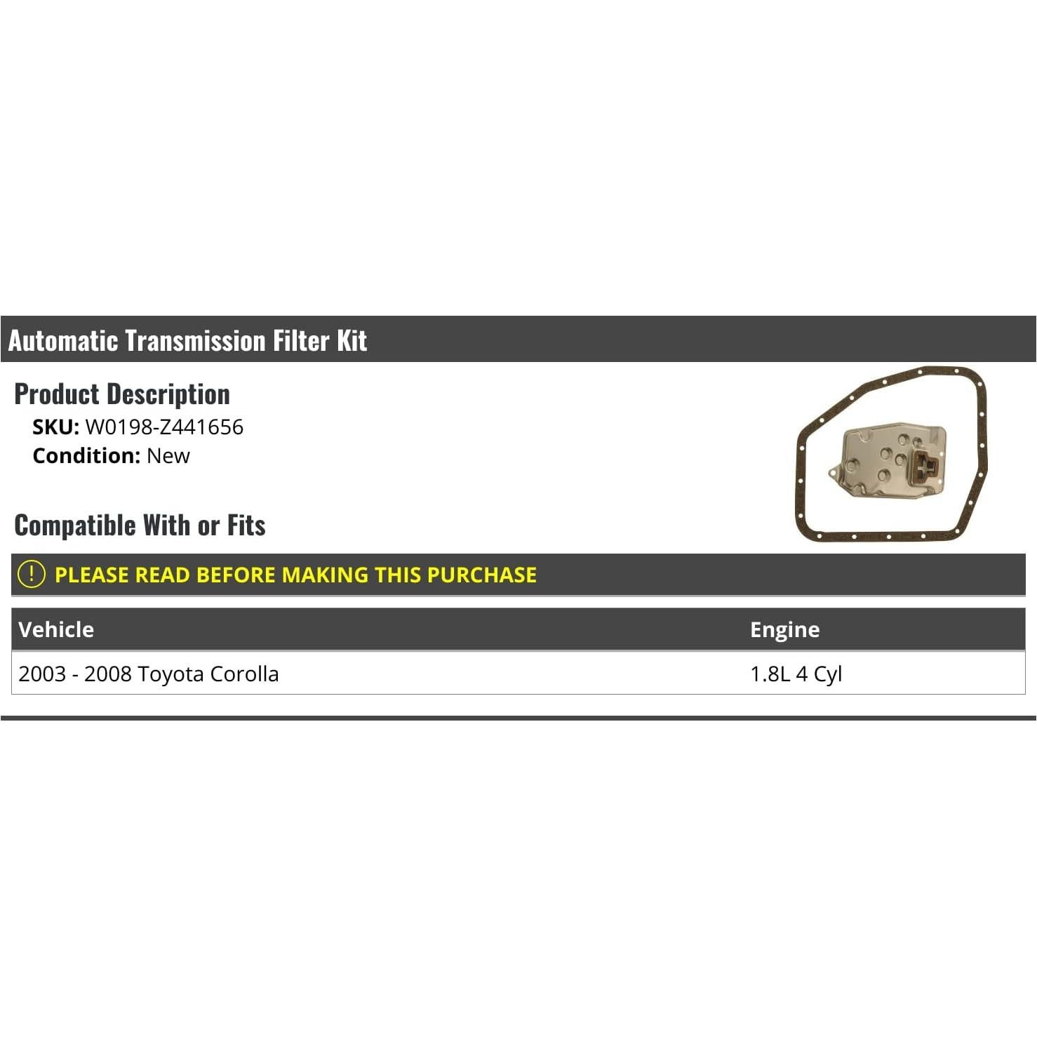 Kit de Filtro de Transmisión Automática Toyota Corolla 2003-2008