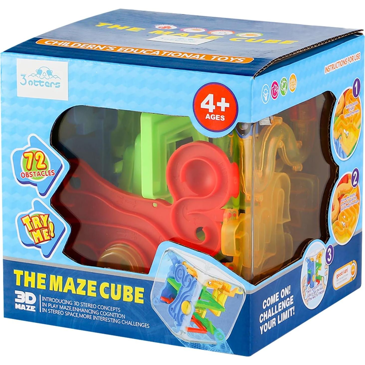 Cubo de Laberinto 3D 3 Nutrias con 72 Obstáculos