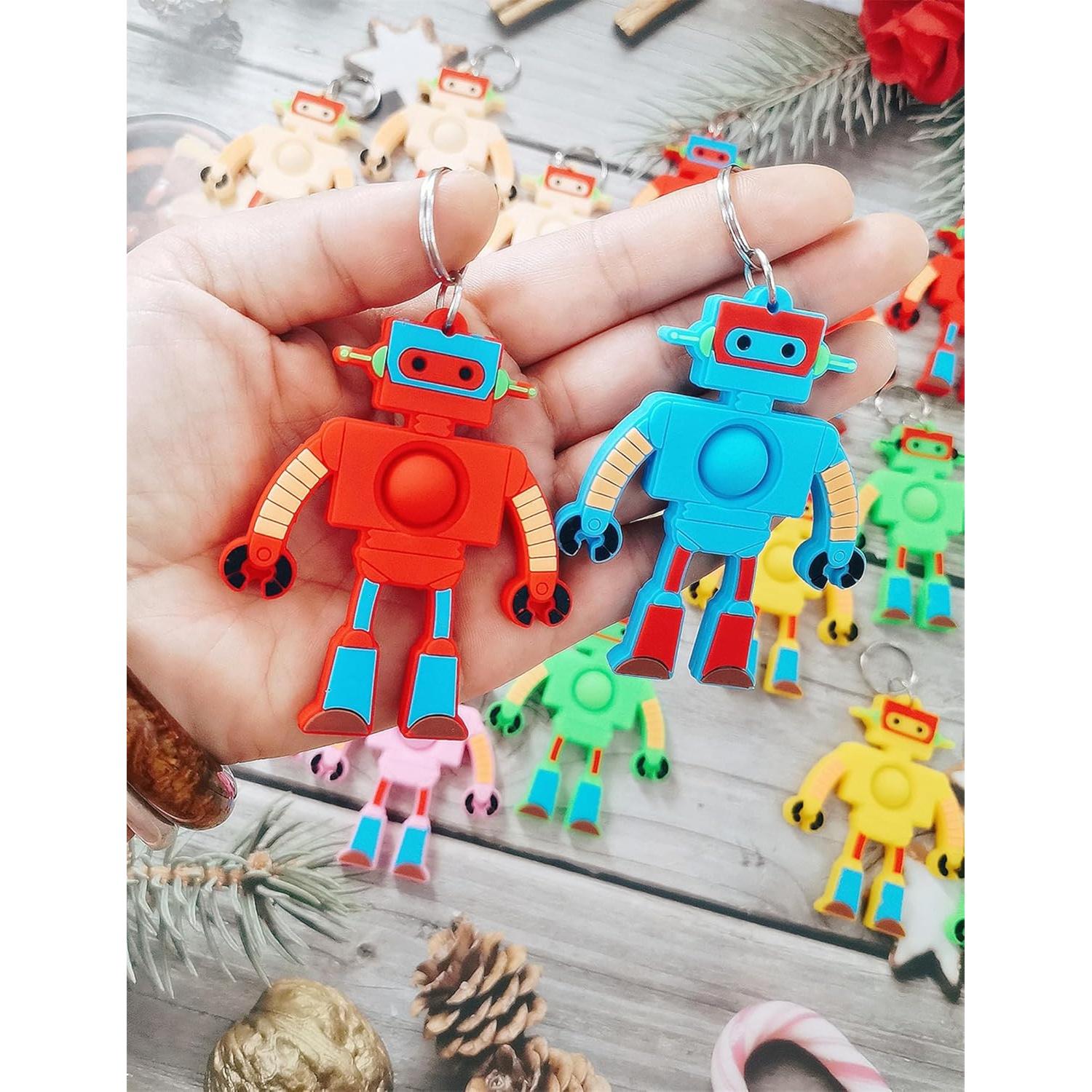 24 Llaveros Fidget Robot Mypush Popo Regalos para Niños
