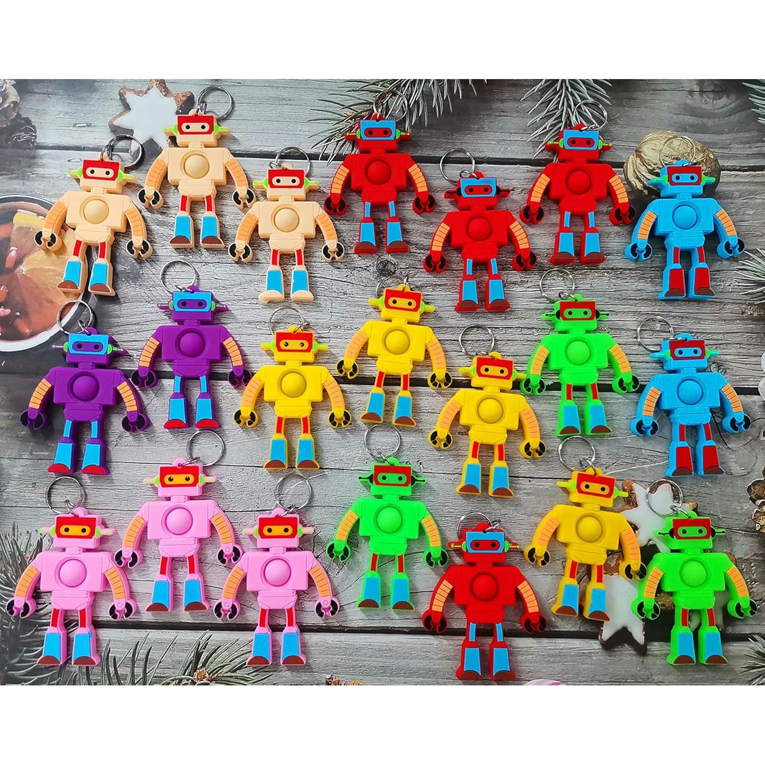 24 Llaveros Fidget Robot Mypush Popo Regalos para Niños