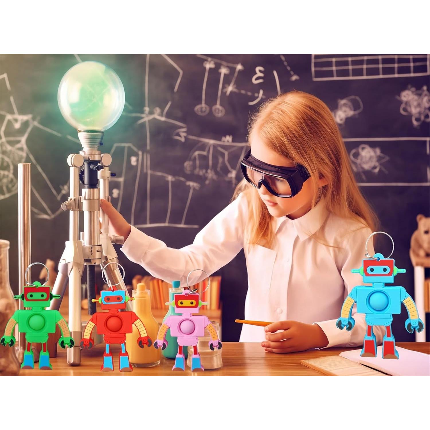 24 Llaveros Fidget Robot Mypush Popo Regalos para Niños