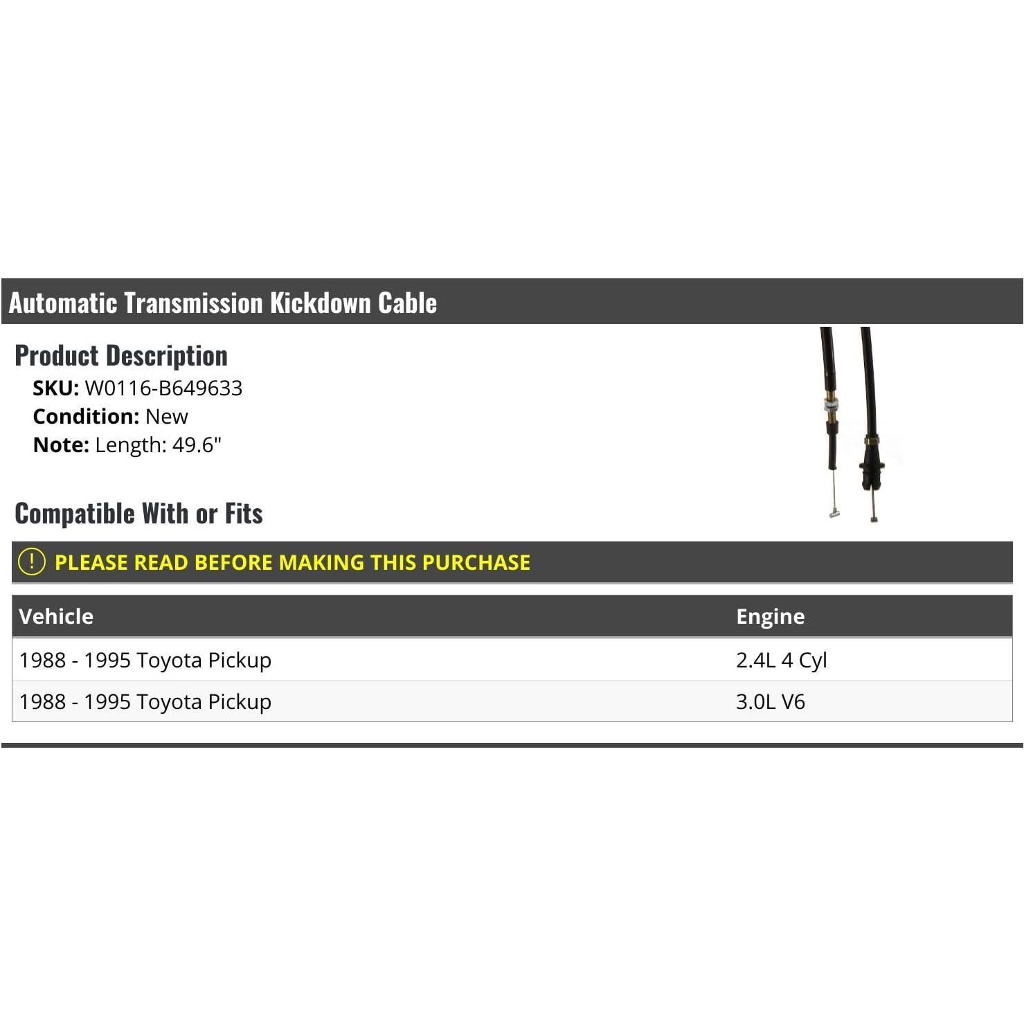 Cable de Kickdown Transmisión Automática Toyota Pickup 1988-1995