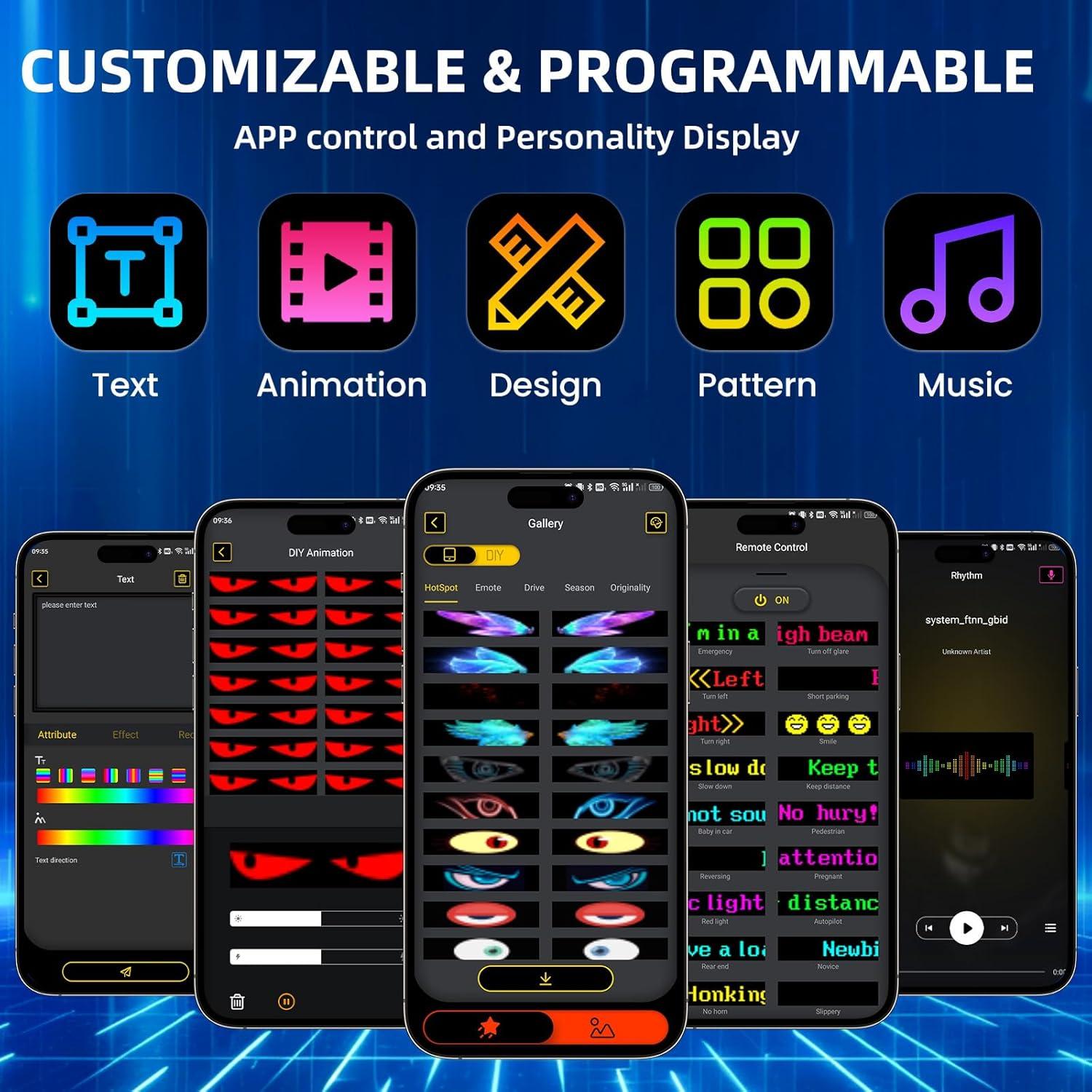 Cartel LED Programable 37.3cm x 9.1cm Eachbid RGB USB