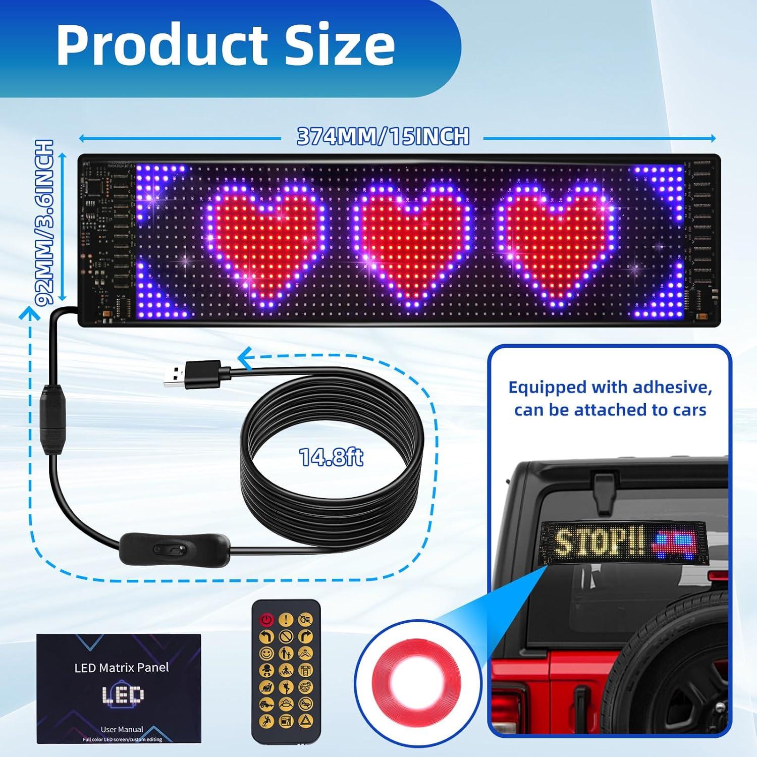 Cartel LED Programable 37.3cm x 9.1cm Eachbid RGB USB