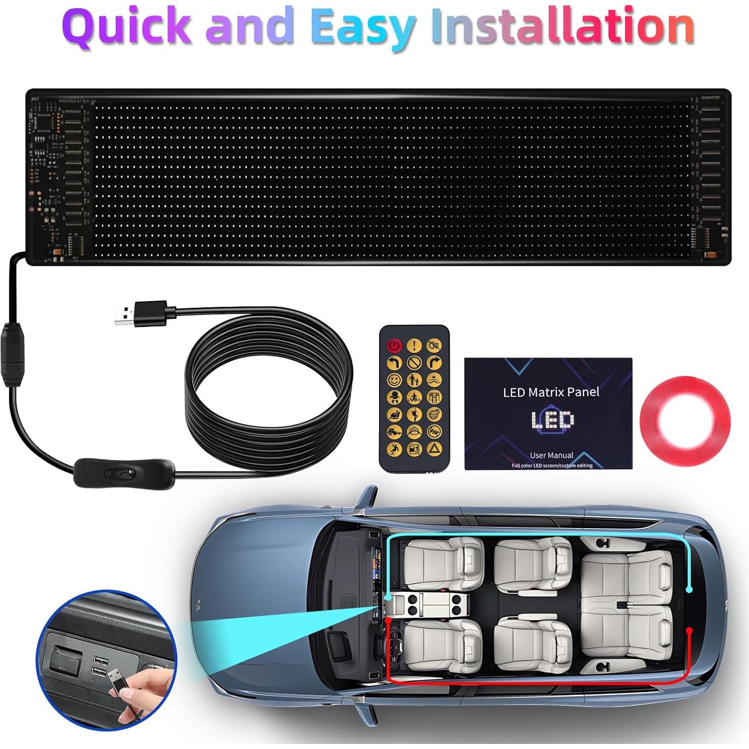 Cartel LED Programable 37.3cm x 9.1cm Eachbid RGB USB