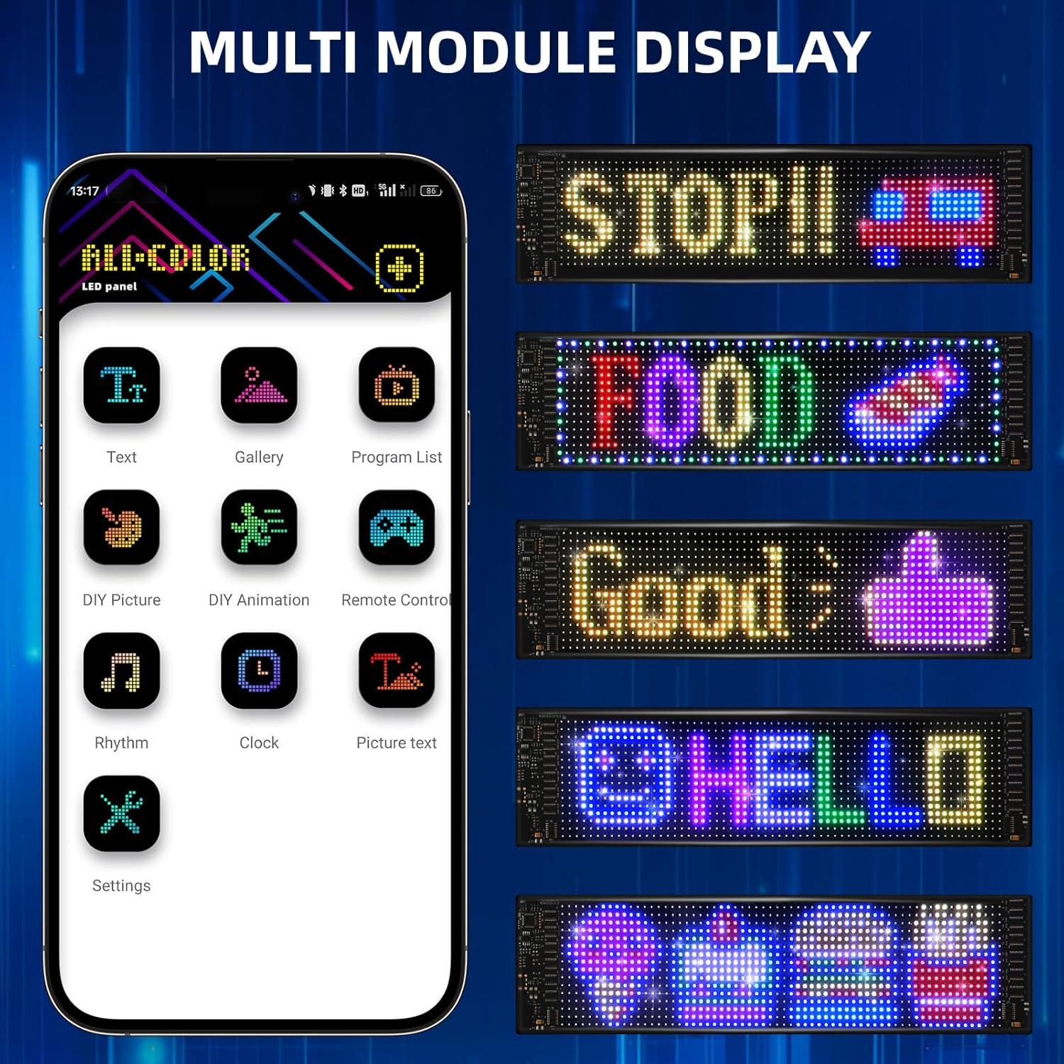 Cartel LED Programable 37.3cm x 9.1cm Eachbid RGB USB