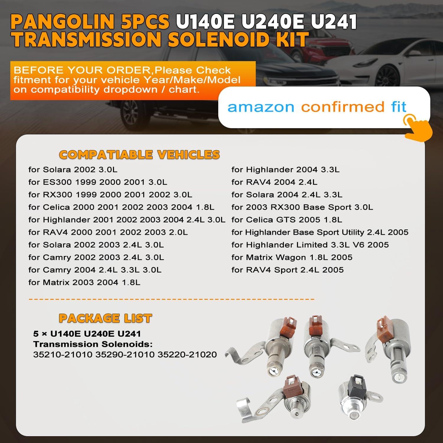 Kit de Solenoide de Transmisión PANGOLIN U140E U241E 5 Piezas