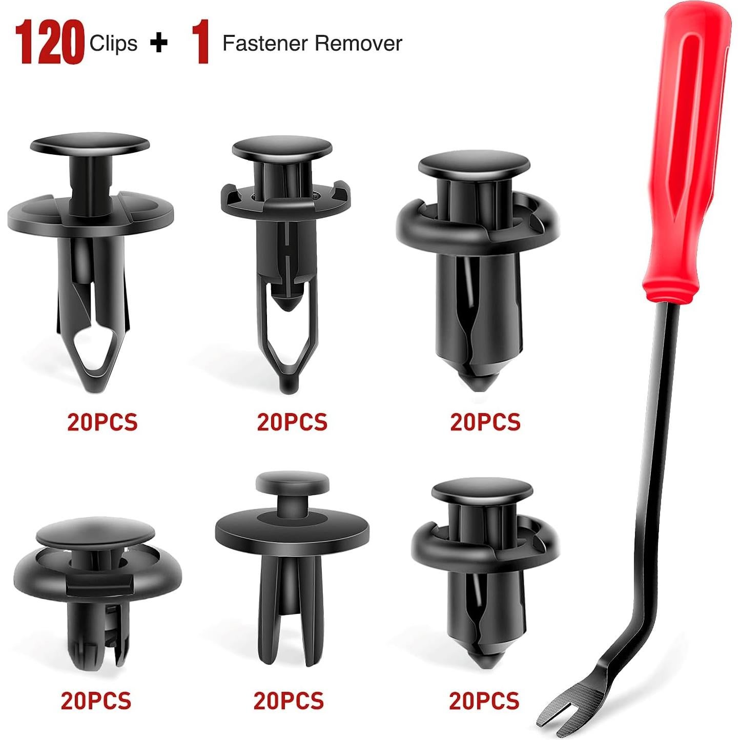 Kit 120 Clips Retención Automóvil Nilight 6.3mm a 10mm