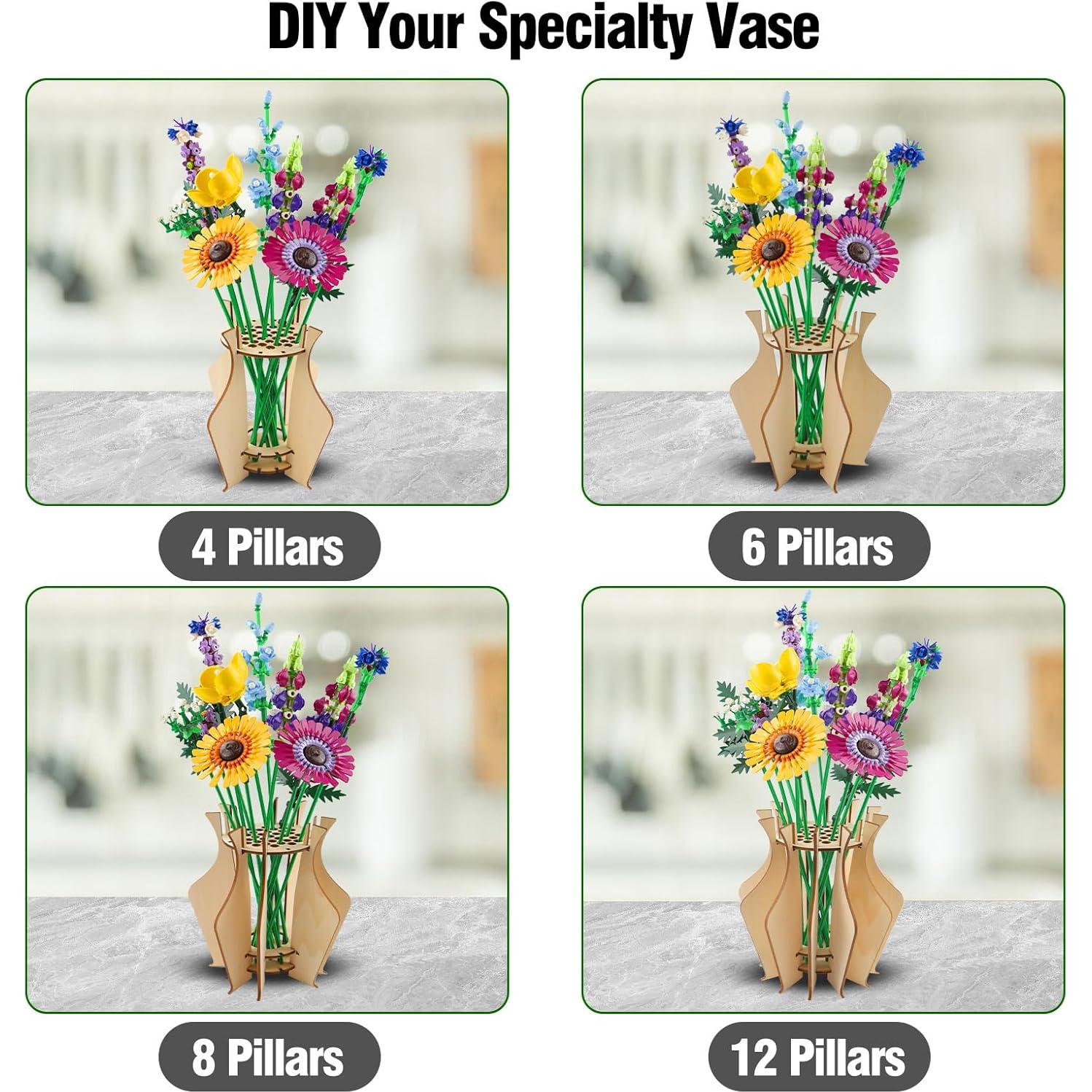 Jarrón de Flores WJCJTJL de Madera Minimalista 33 Tallos