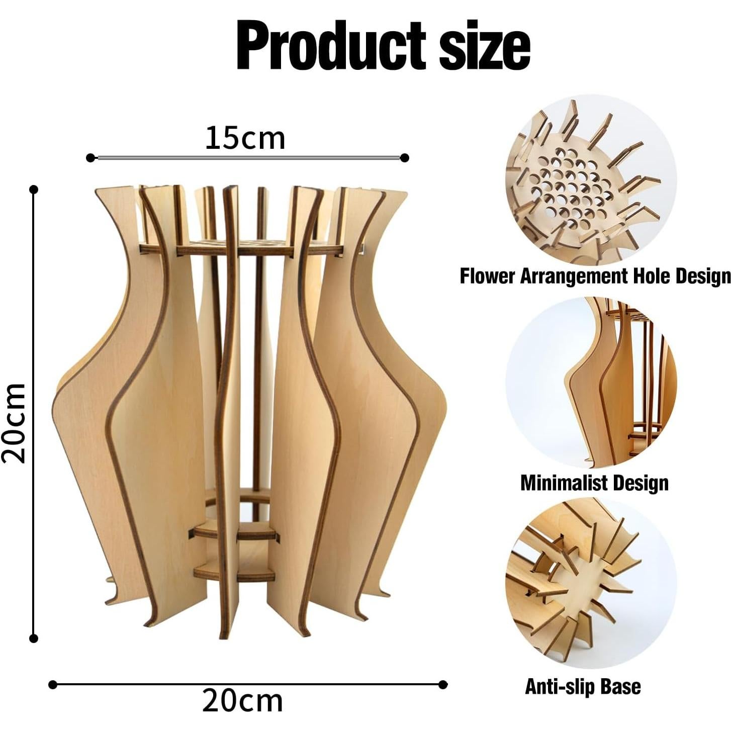 Jarrón de Flores WJCJTJL de Madera Minimalista 33 Tallos