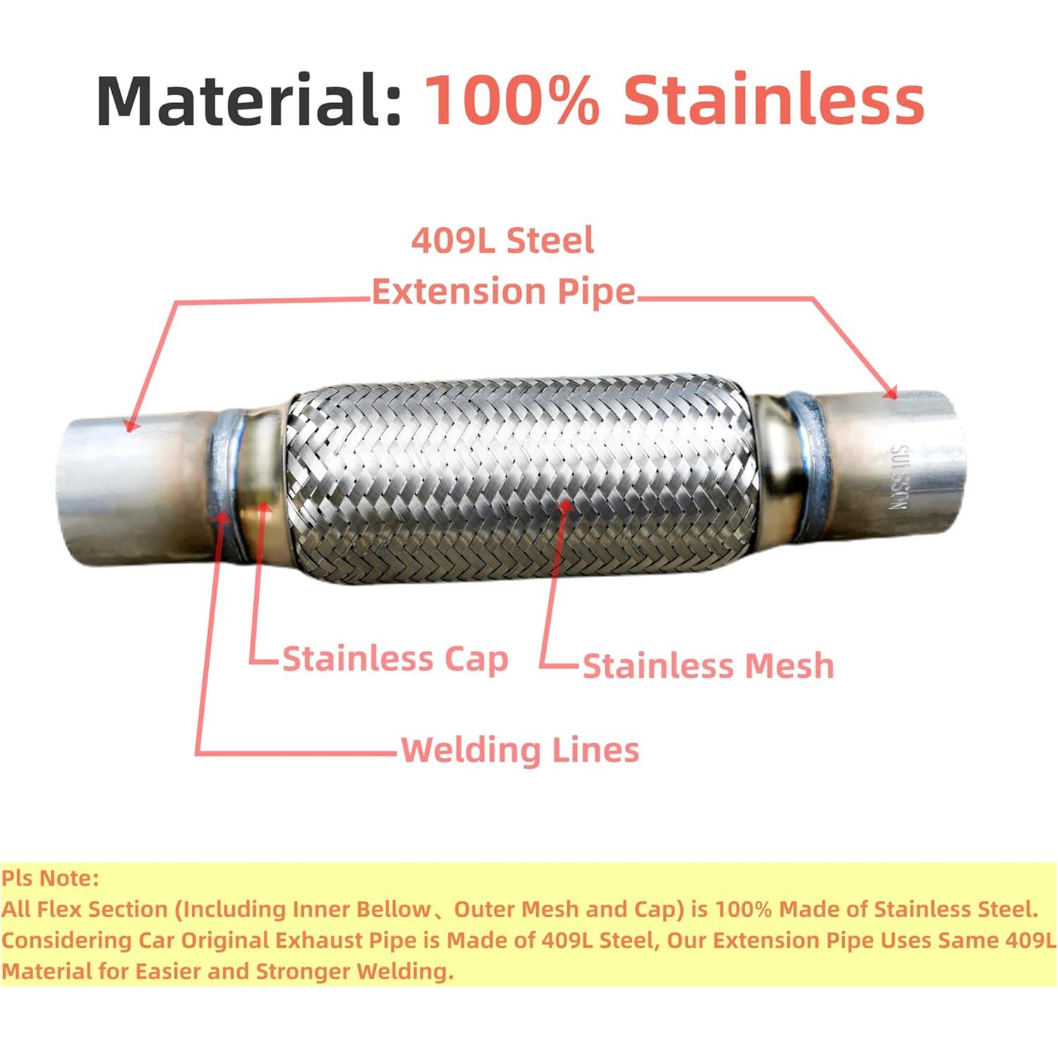 Tubo Flexible de Escape Universal Suisson 100% Acero Inoxidable