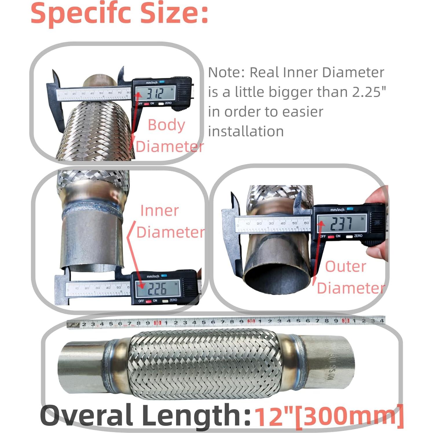 Tubo Flexible de Escape Universal Suisson 100% Acero Inoxidable