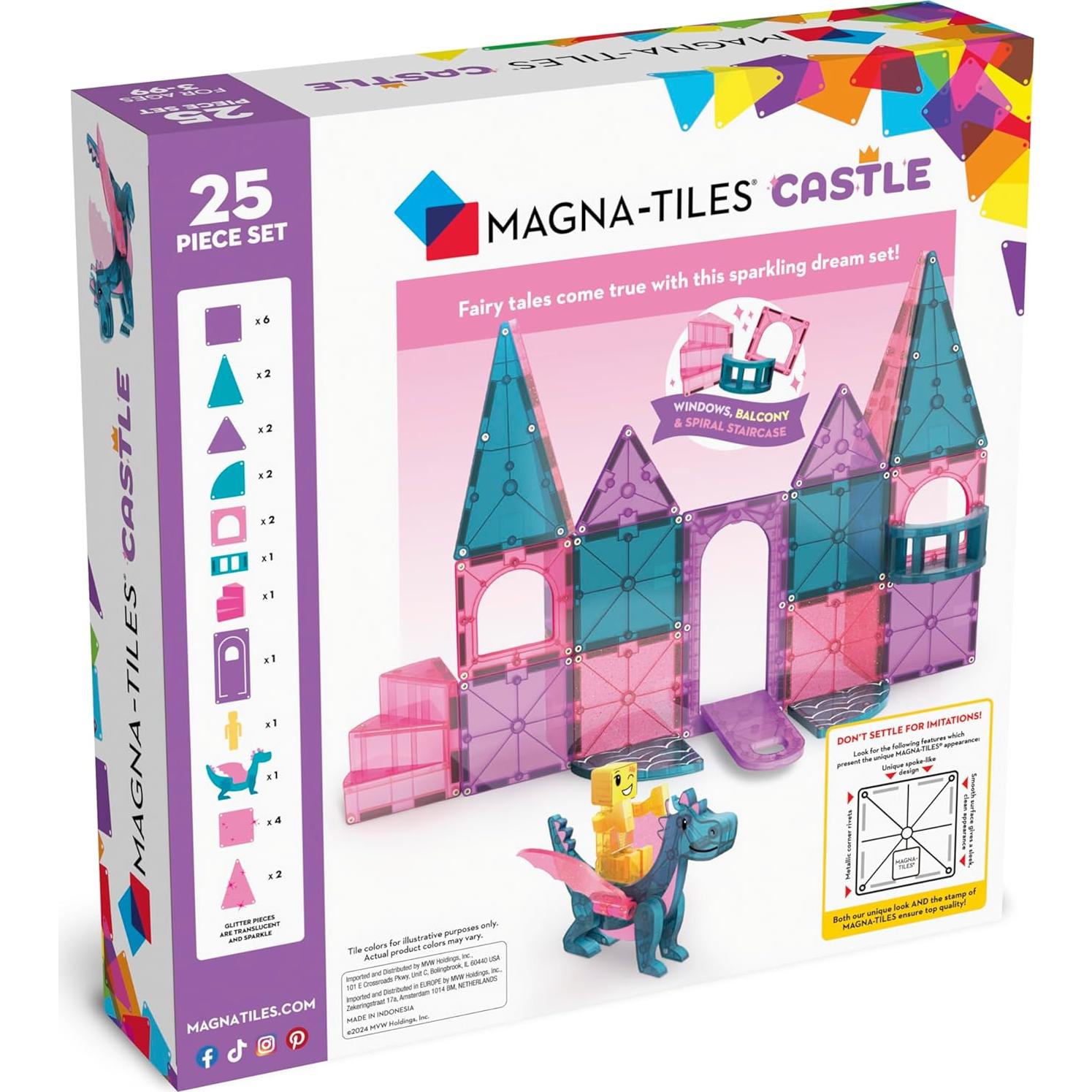 MAGNA-TILES Castillo Set Magnético 25 Piezas para Niños