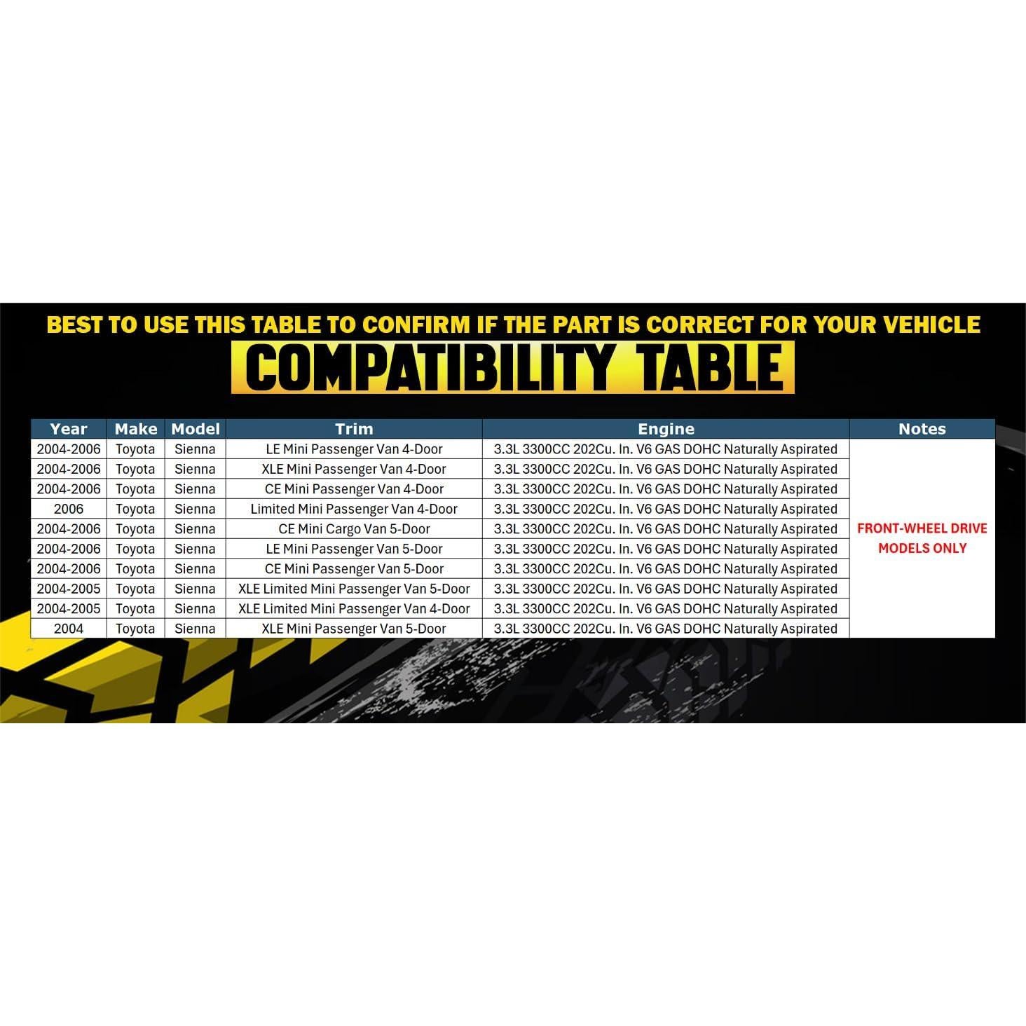 Tubería de Escape Northeastern para Toyota Sienna 2004-2006