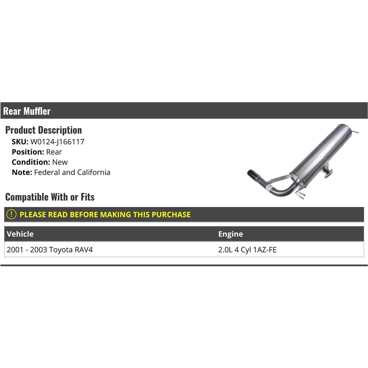 Silenciador Trasero Marketplace Auto Parts Toyota RAV4 2001-2003