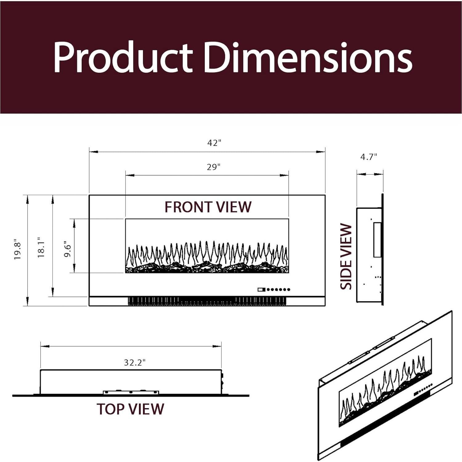 Chimenea Eléctrica Cambridge 106 cm Control Remoto Multicolor