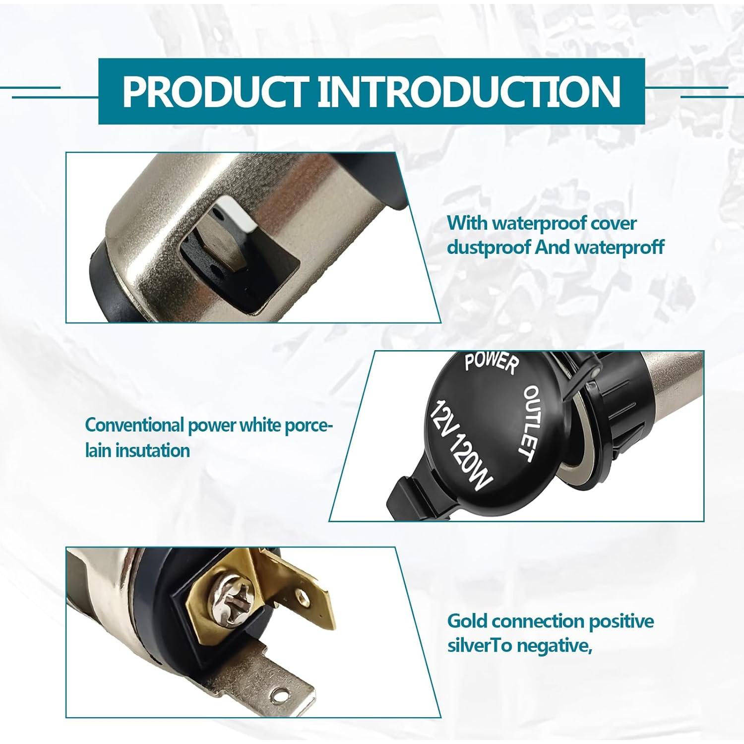 Toma de Encendedor 12V NOTISH con Cableado Impermeable - 2 Pzas