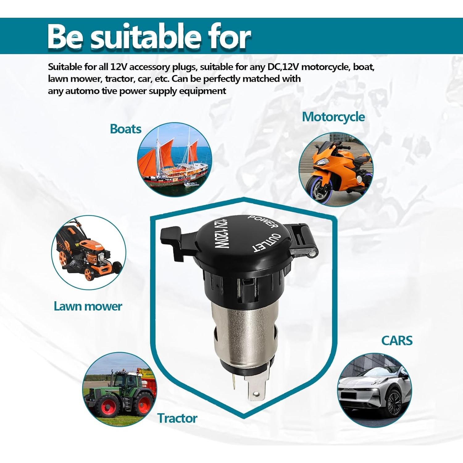 Toma de Encendedor 12V NOTISH con Cableado Impermeable - 2 Pzas