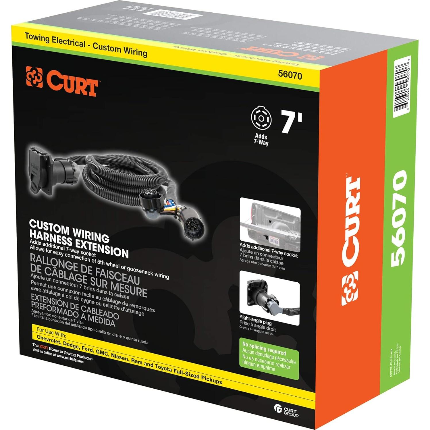 Extensión de Cableado de Remolque CURT 56070 2,13 m 7 Pines