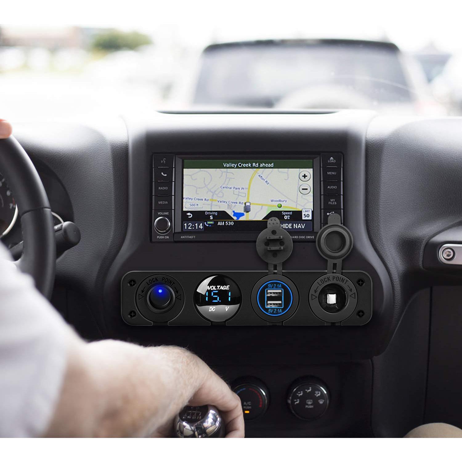 Panel de Carga 4 en 1 Nilight USB Voltímetro LED 12V