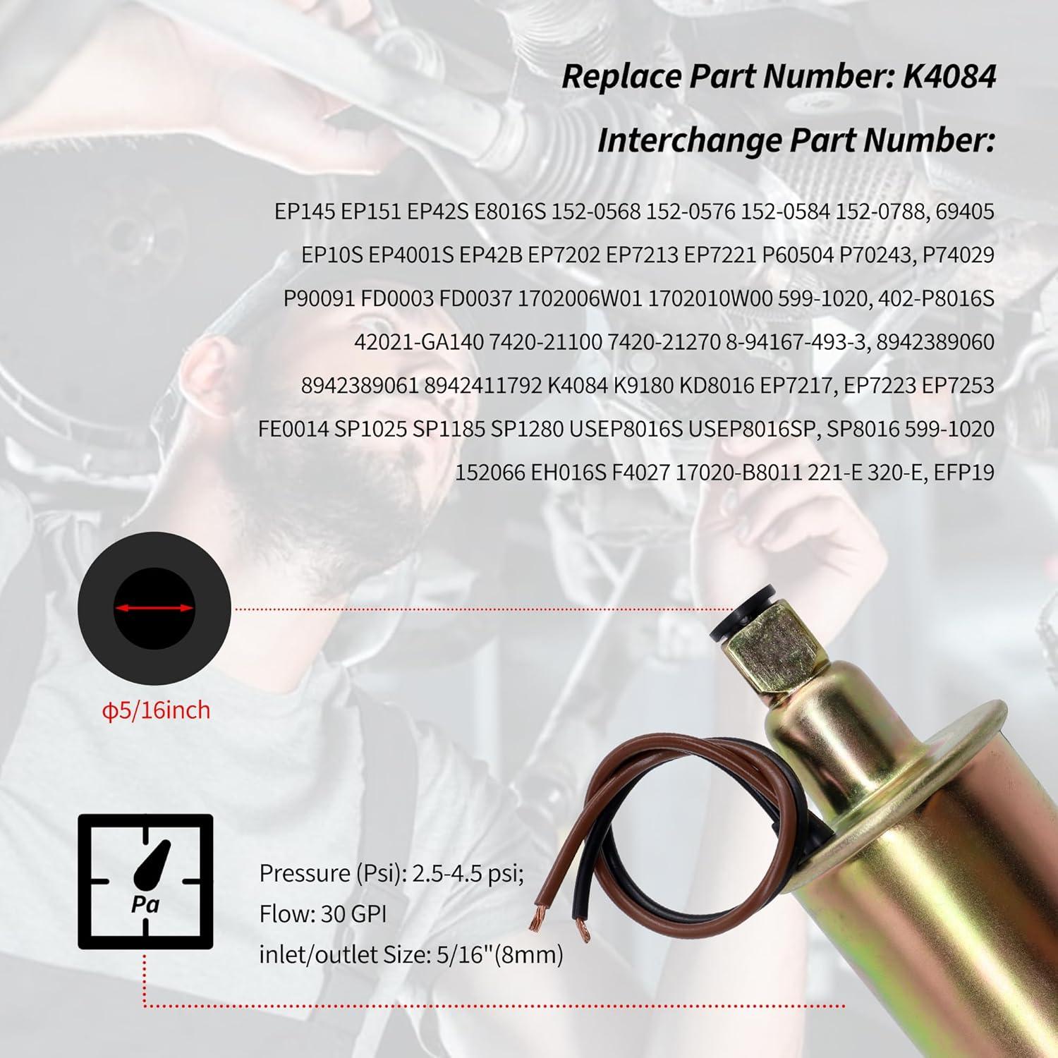 Bomba de combustible eléctrica OXCANO K4084 0.55 kg 2.5-4.5 PSI