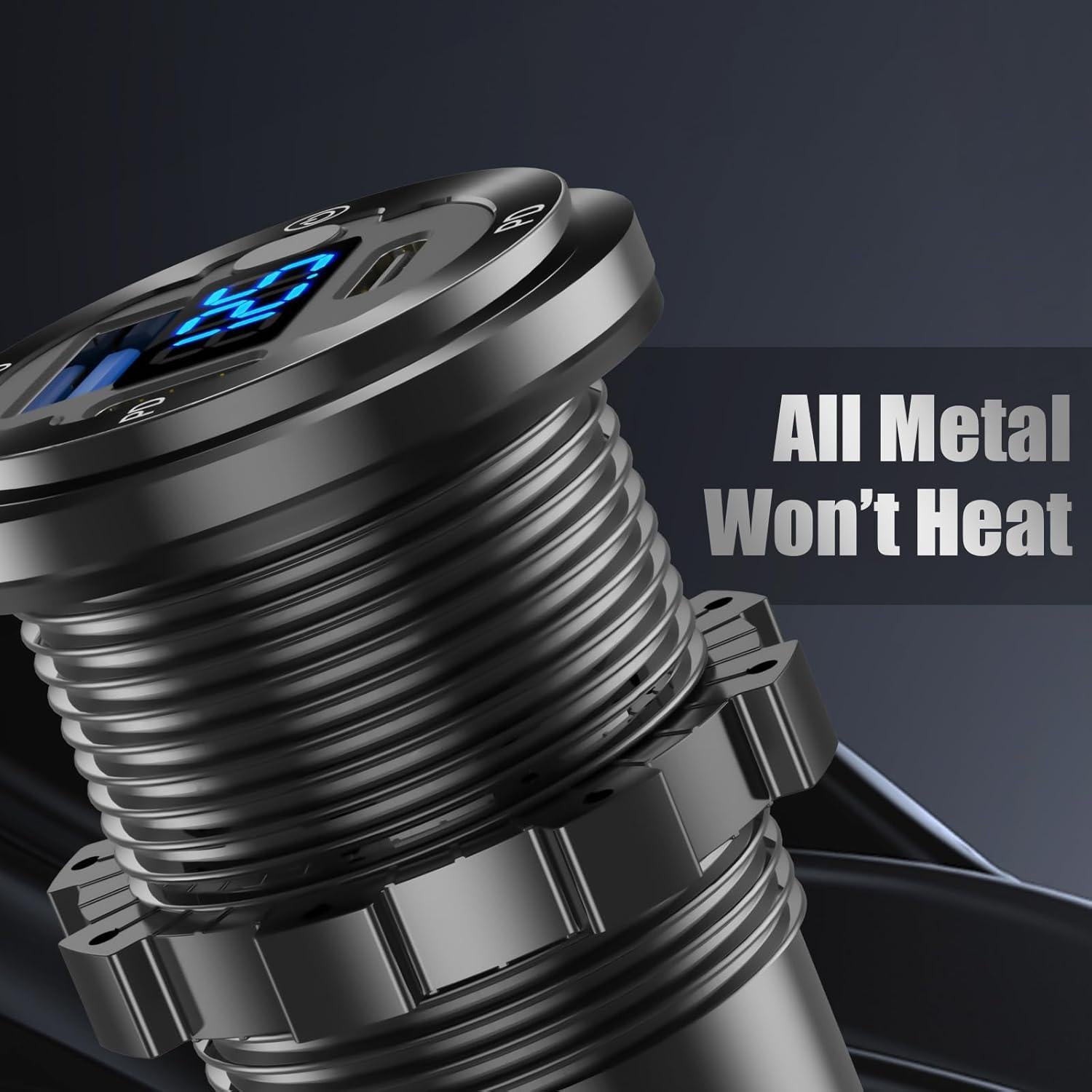 Cargador USB 12V Hapytrip 3 Puertos con Voltímetro