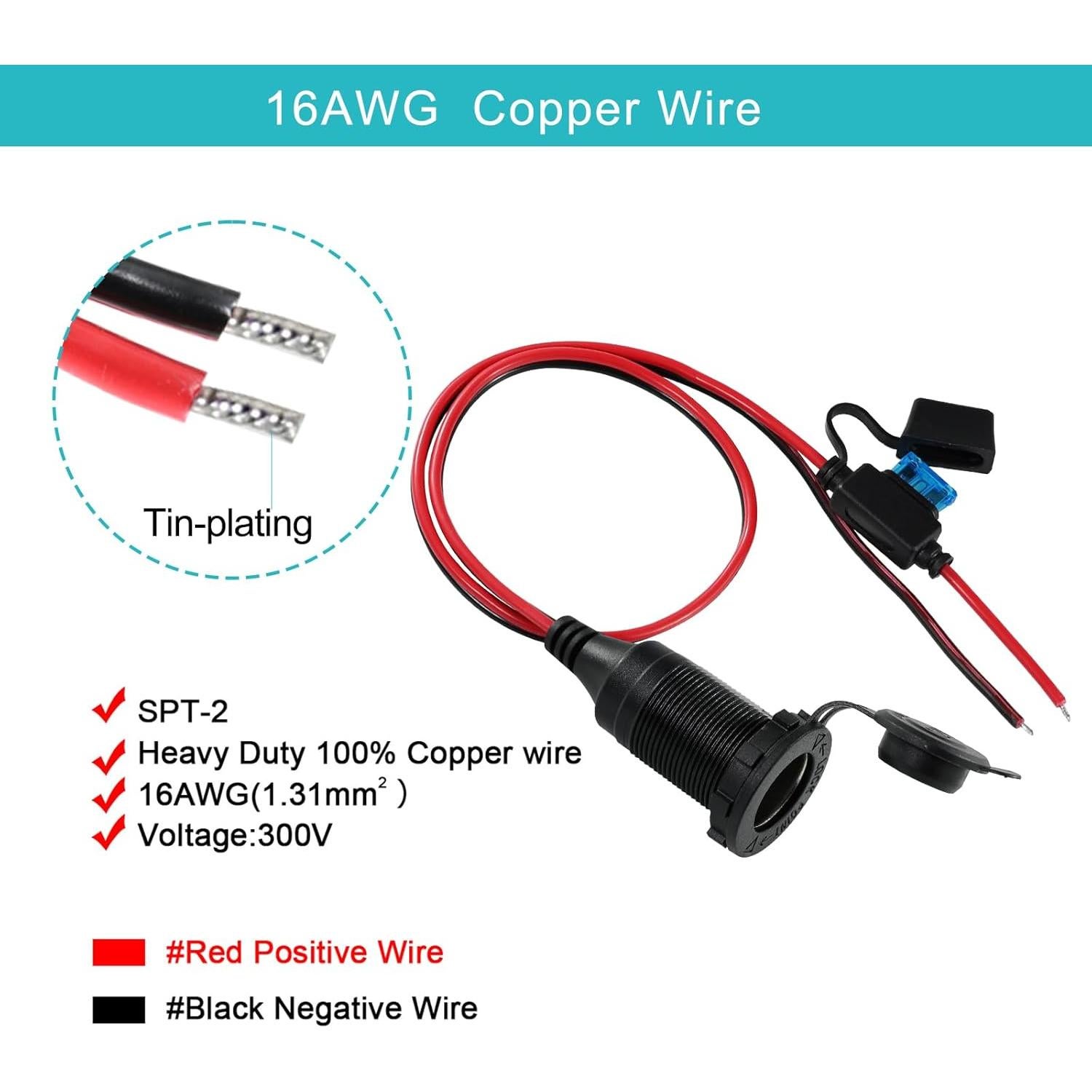 Toma de Encendedor 12V/24V SPARKING con Cable 60cm