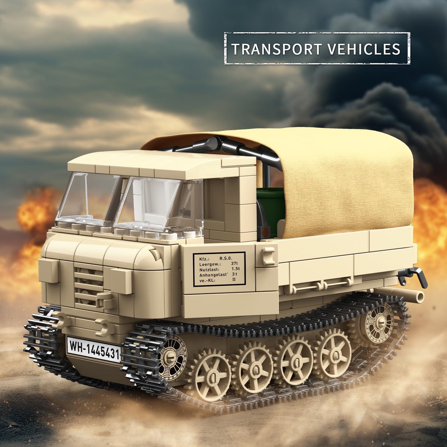 Bloques de Construcción Militar MKmimo Tanque y Tractor 1078 Pzs