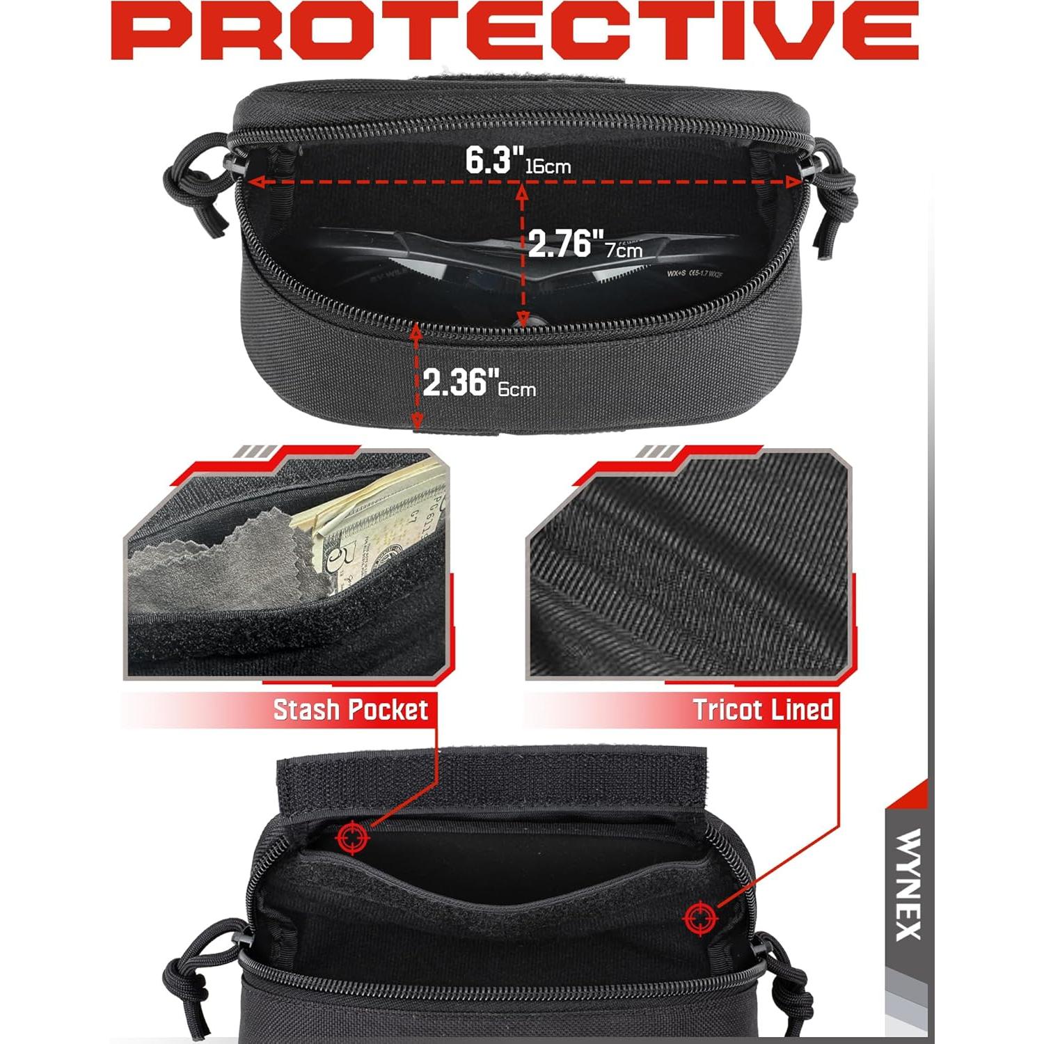 Funda táctica WYNEX para gafas, estuche duro negro
