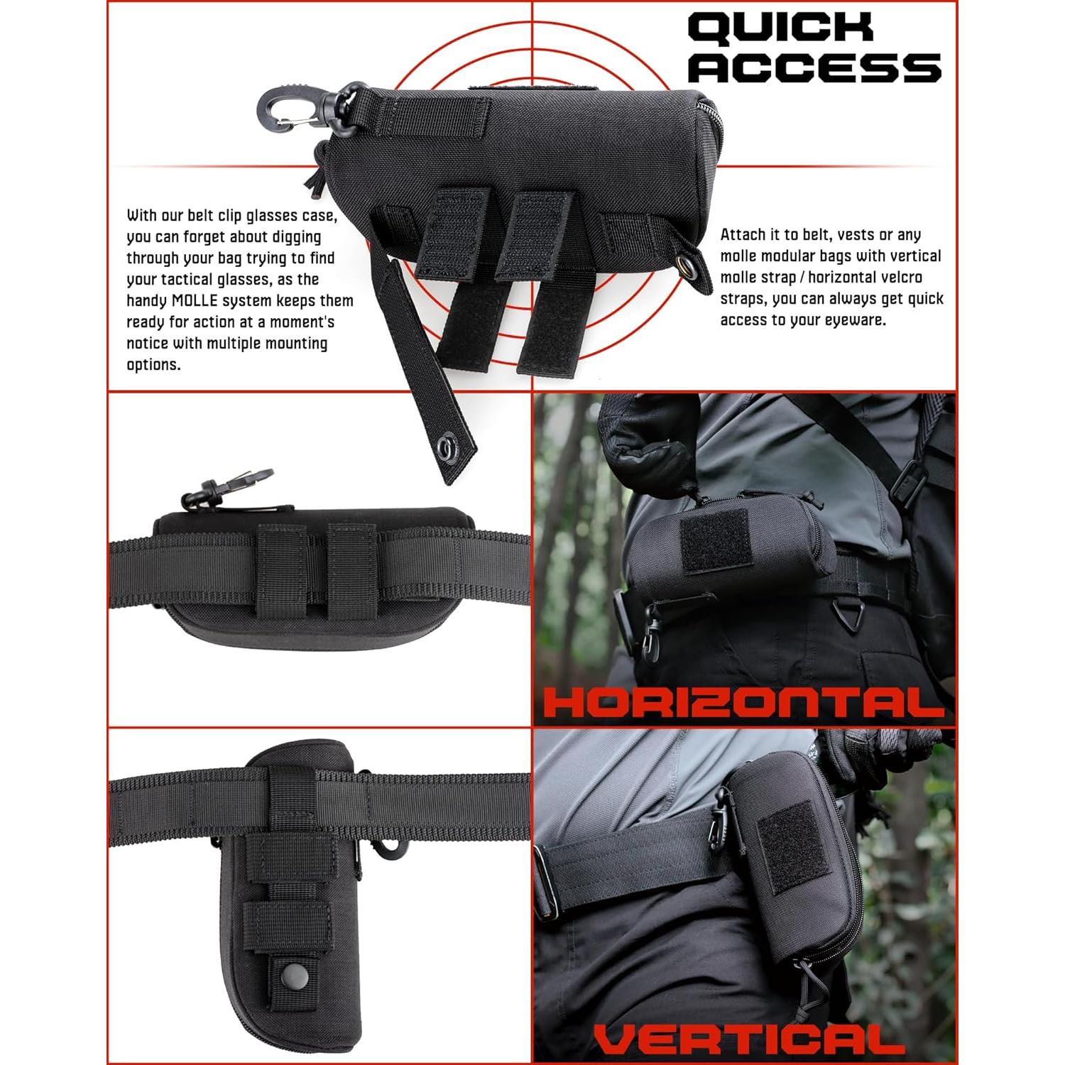 Funda táctica WYNEX para gafas, estuche duro negro