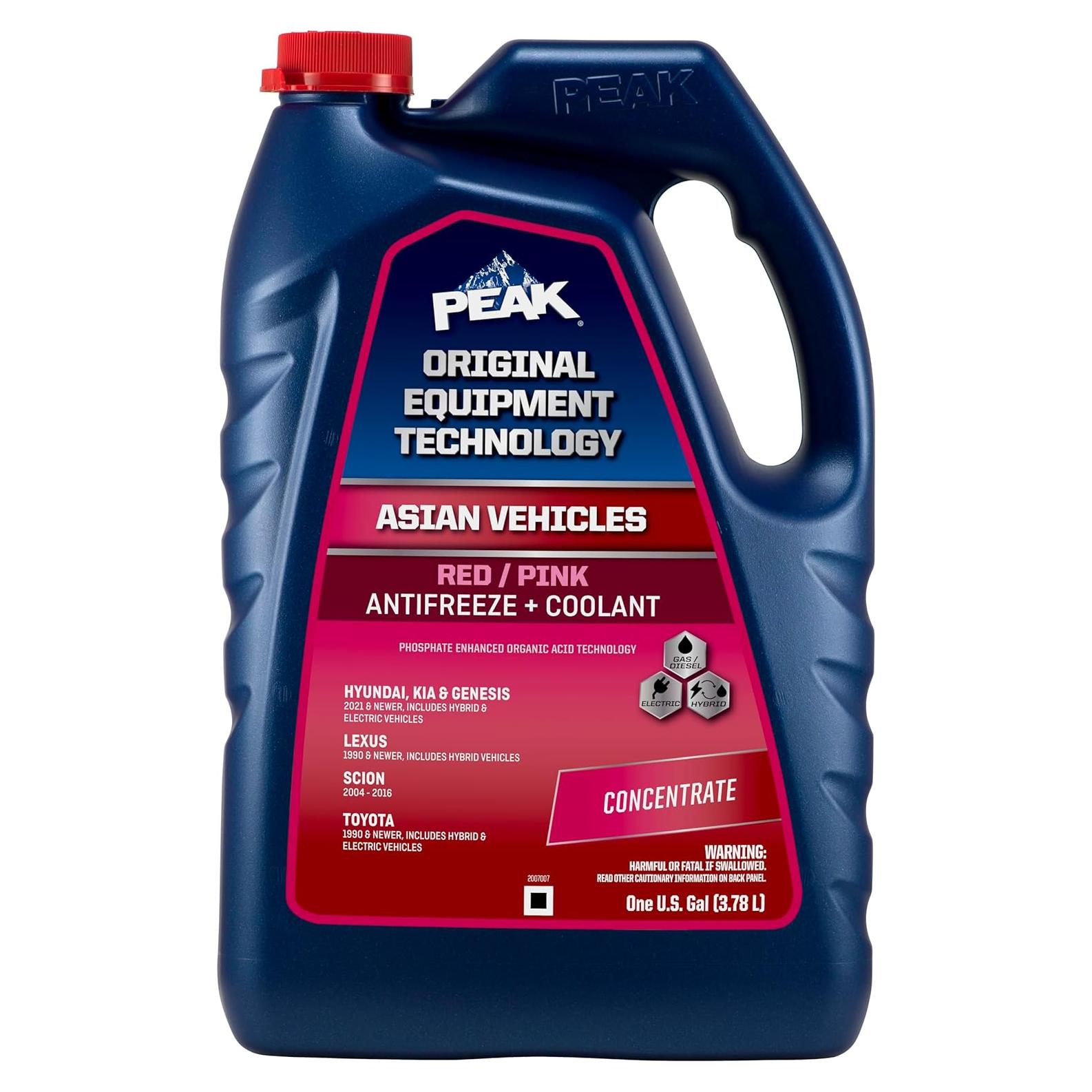 Anticongelante PEAK Larga Vida Rojo 3.78L para Vehículos Asiáticos