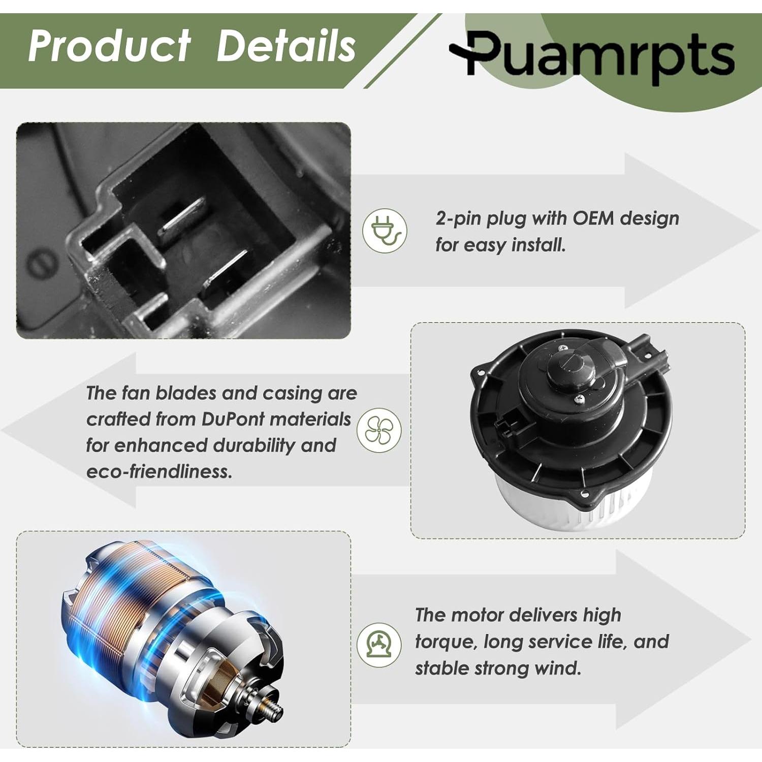 Motor de Soplador de Calefacción PUAMRPTS para Toyota Camry 1997-2001 y Solara 1999-2003