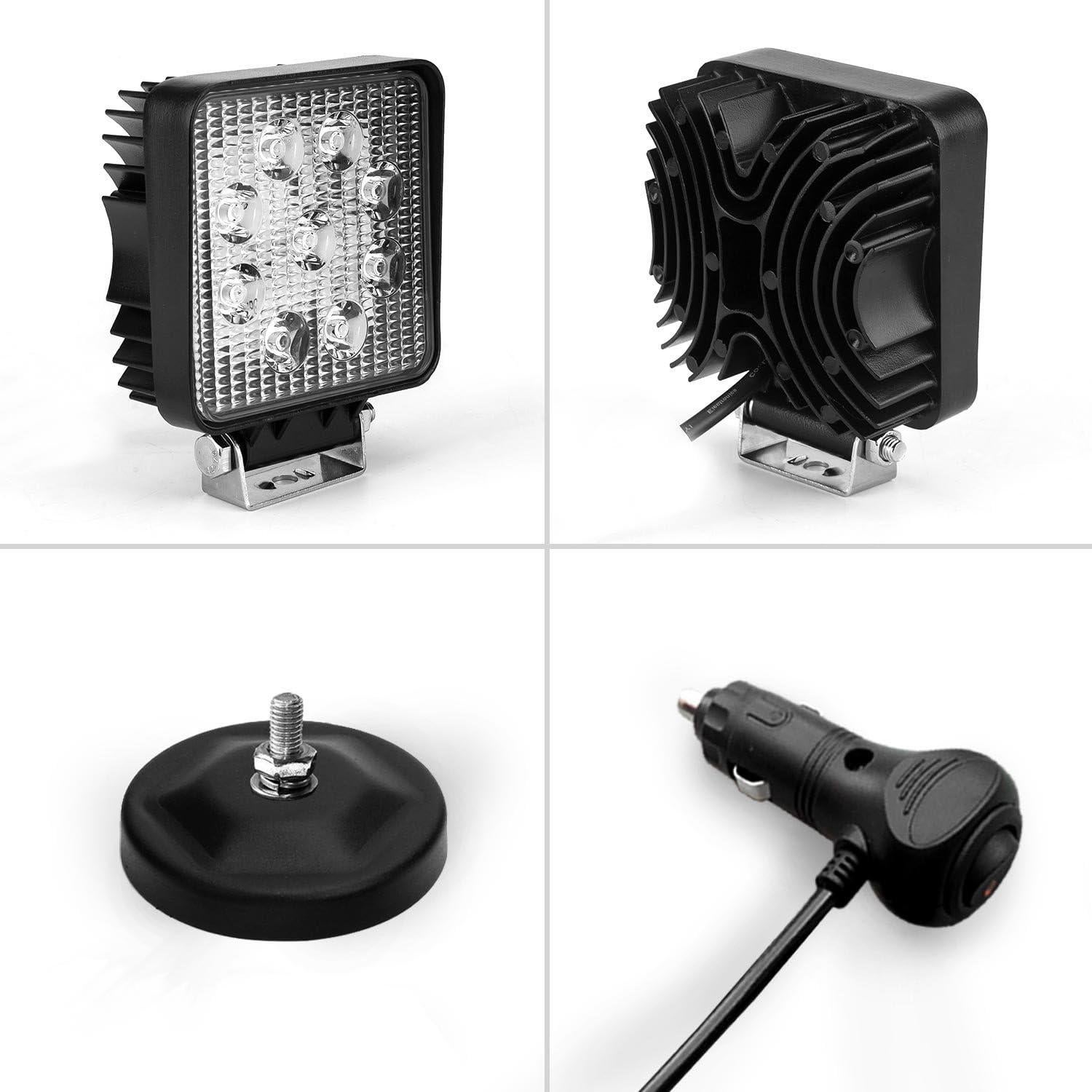 LEMIL Luz de Trabajo LED 27W Cuadrada 12V IP67