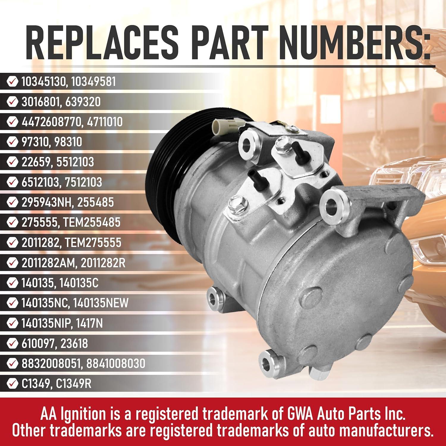 Compresor de Aire Acondicionado AA Ignition para Toyota Sienna 3.3L 2004-2006