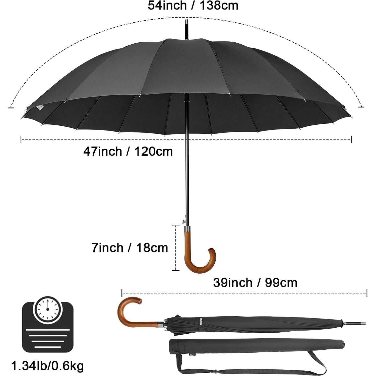Paraguas Grande G4Free Automático 137 cm a Prueba de Viento
