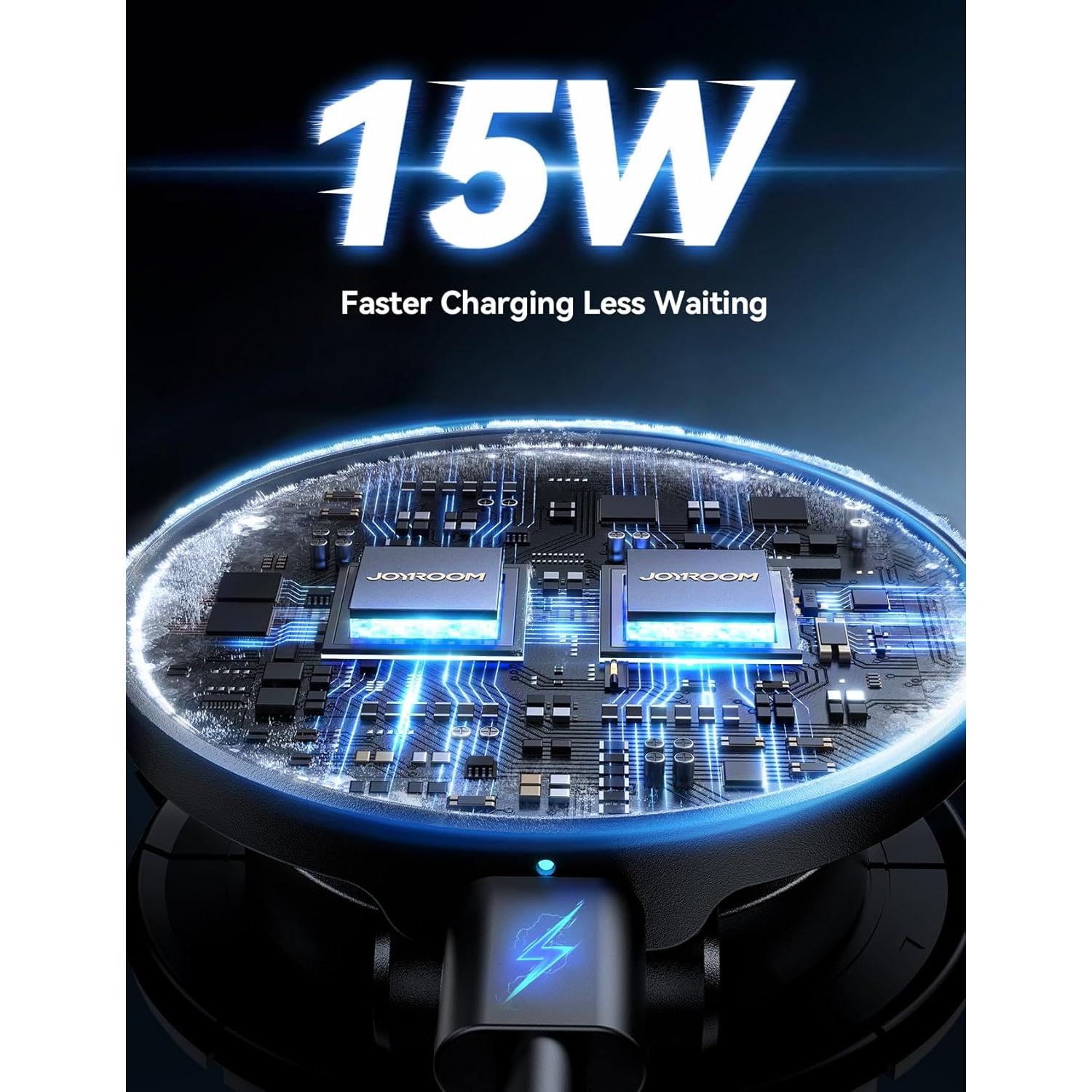 Cargador Soporte Auto MagSafe Joyroom 15W Todo Metal Negro