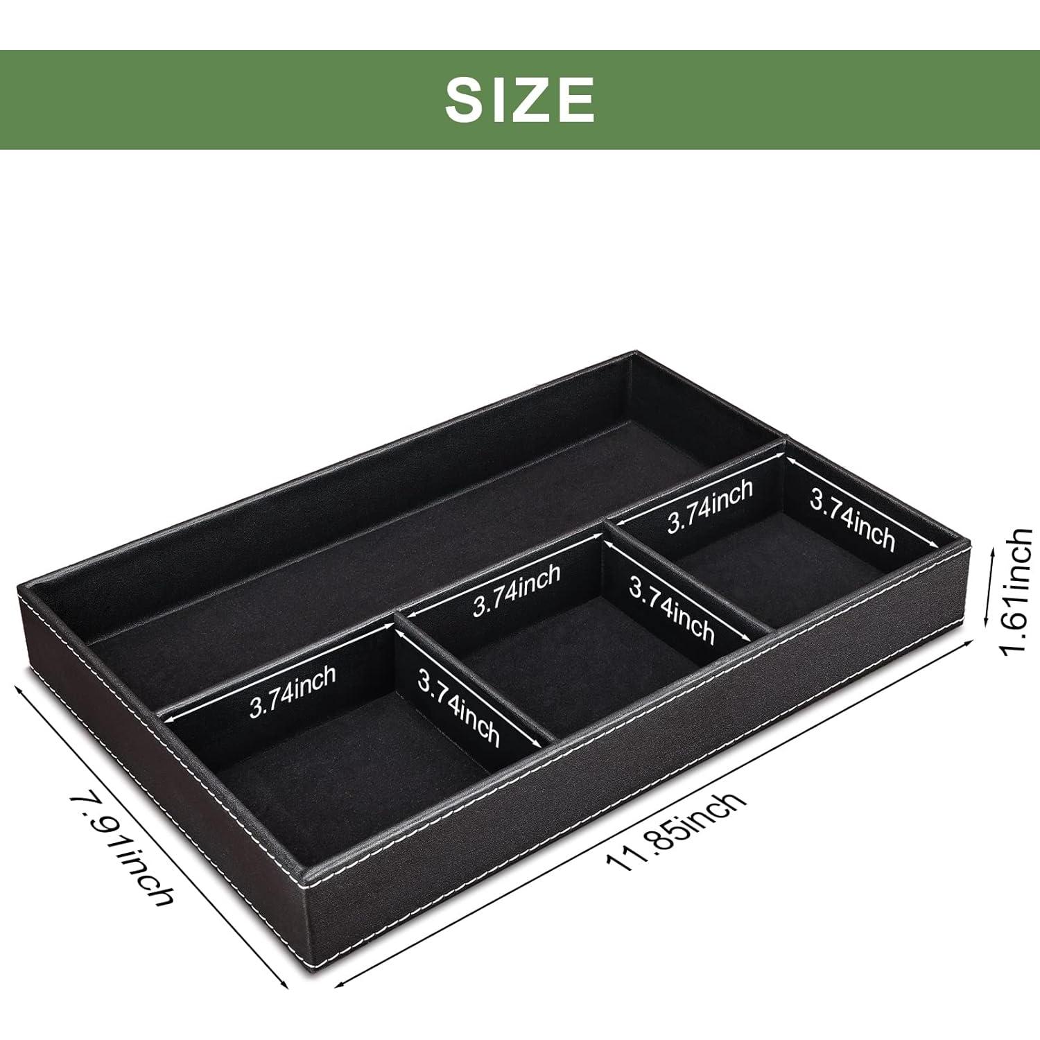 Bandeja de Joyería GORESE de Cuero Sintético Negra - 4 Compartimentos