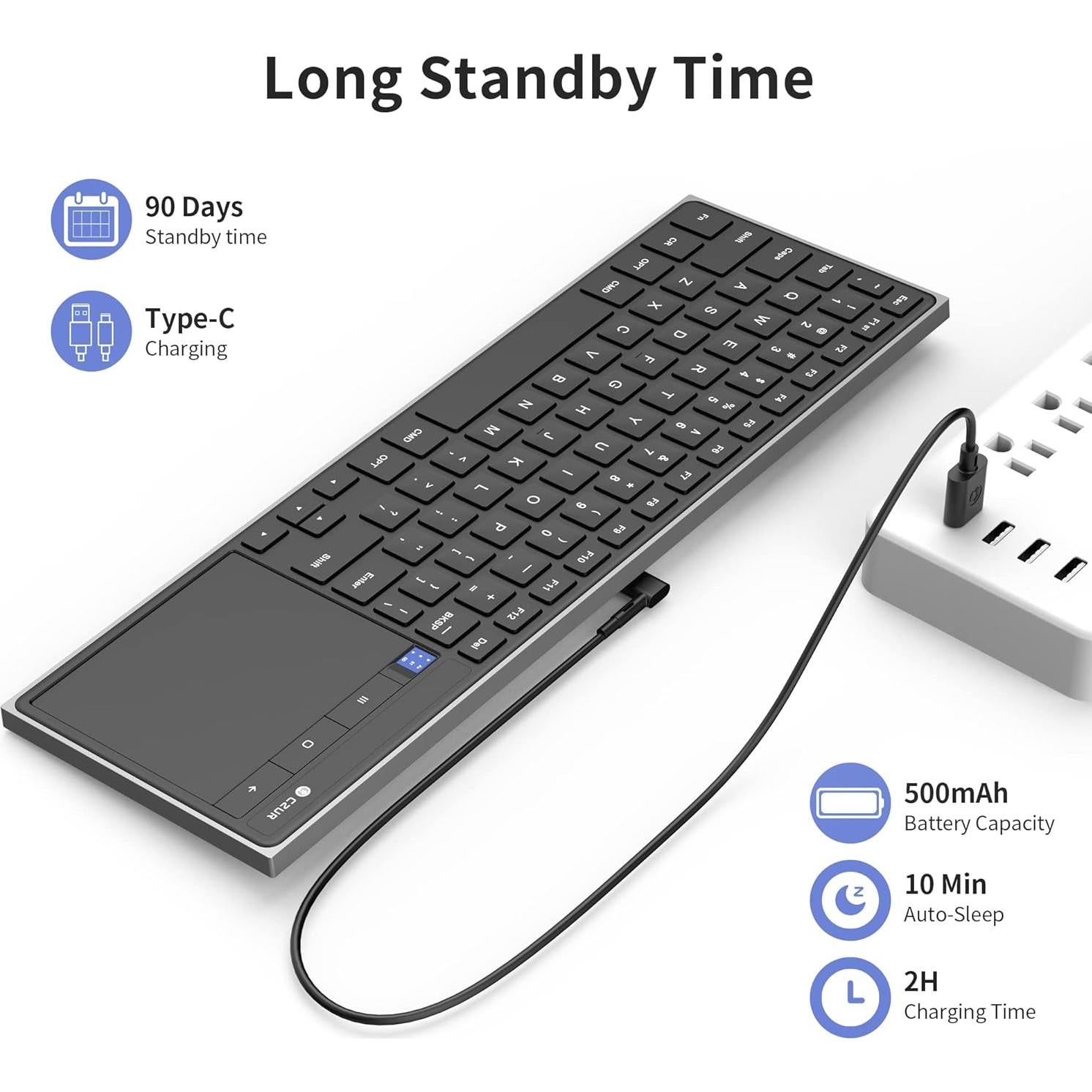 Teclado Bluetooth Recargable CZUR TouchBoard Pro - Inalámbrico, Delgado, Portátil