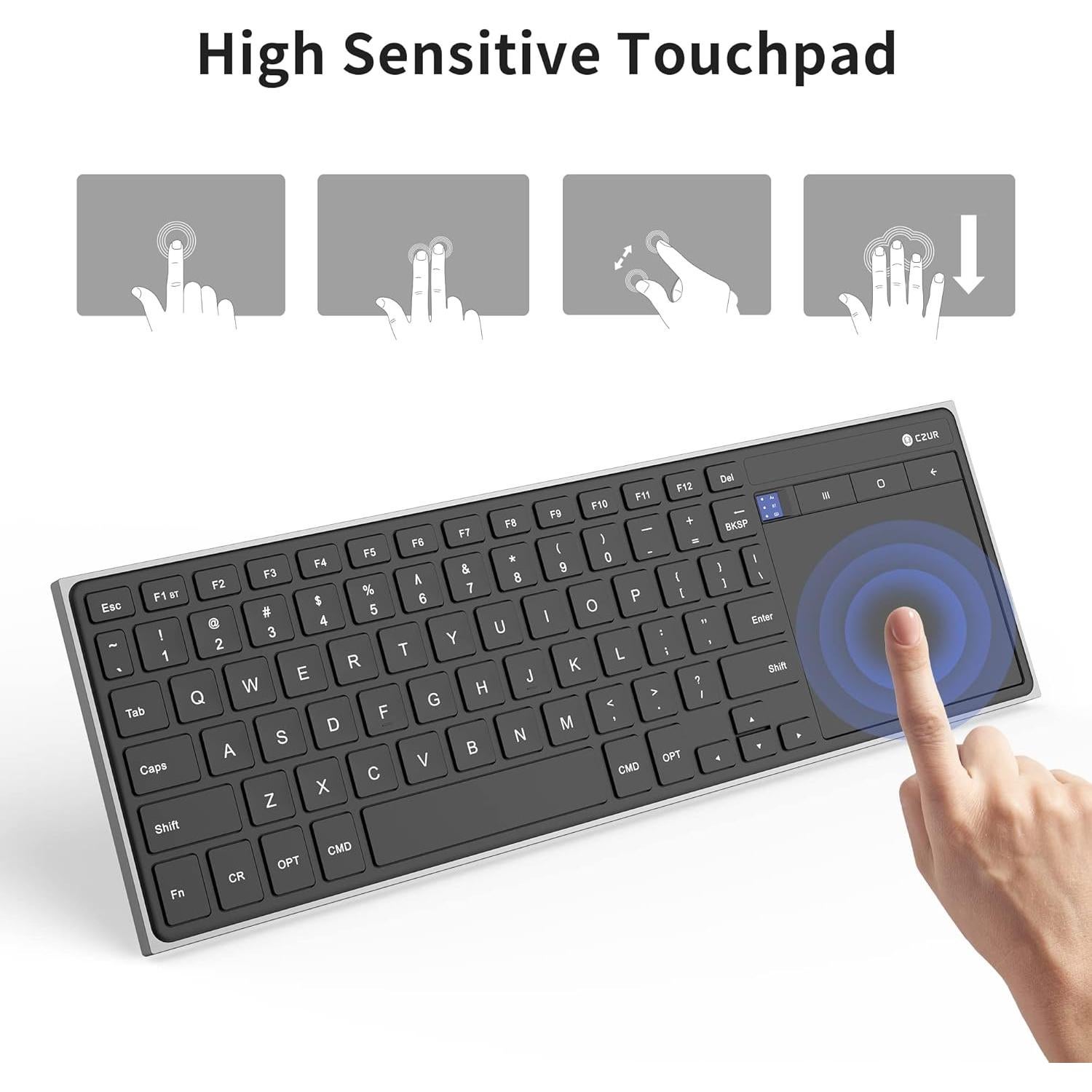 Teclado Bluetooth Recargable CZUR TouchBoard Pro - Inalámbrico, Delgado, Portátil