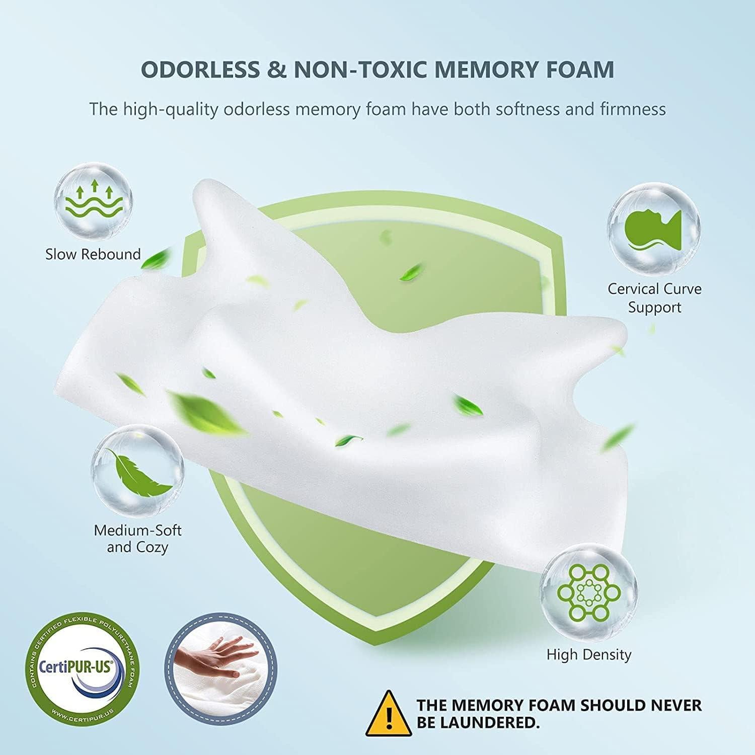 Almohada Cervical Ajustable ZAMAT de Espuma de Memoria 61x36cm