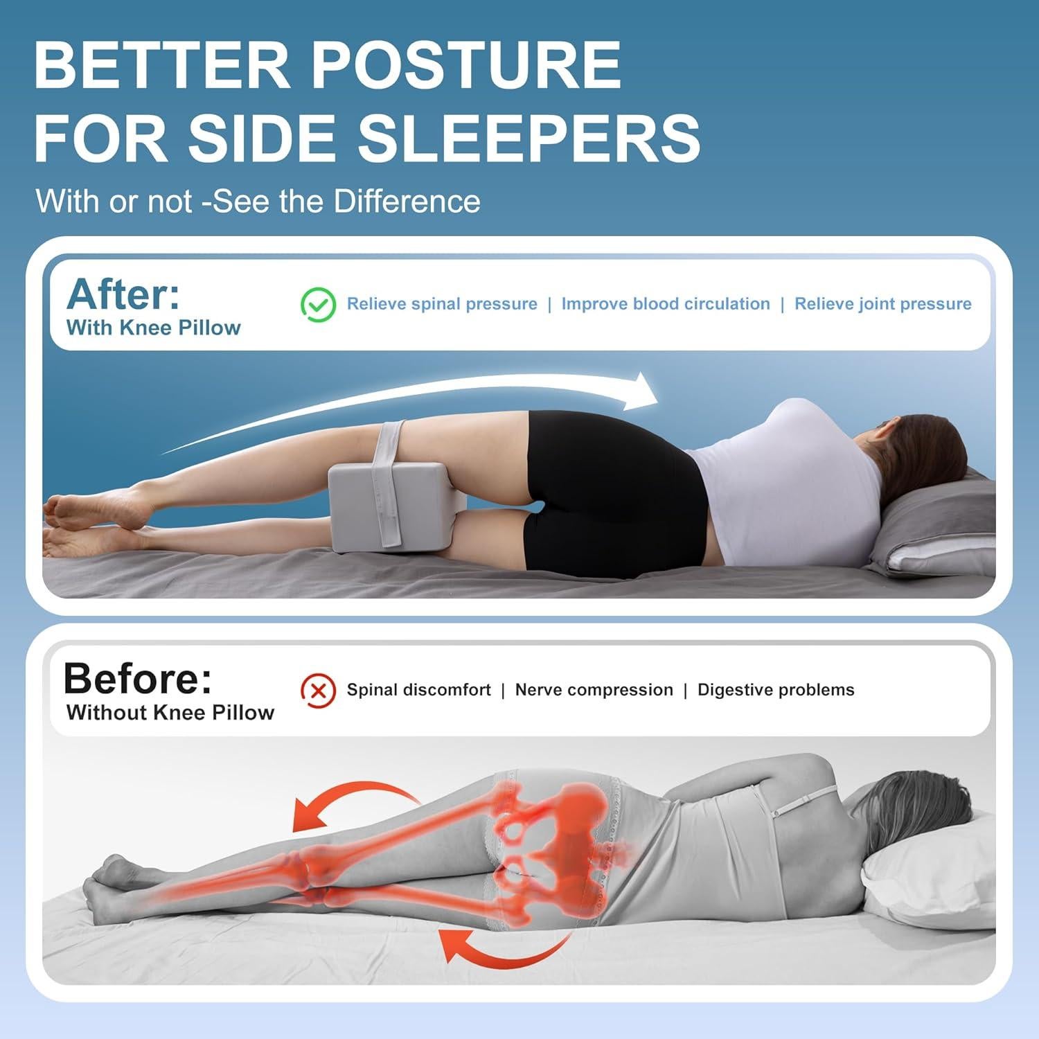 Almohada para Rodillas UJPFEO Gris Ártico Espuma Memoria Refrigerante