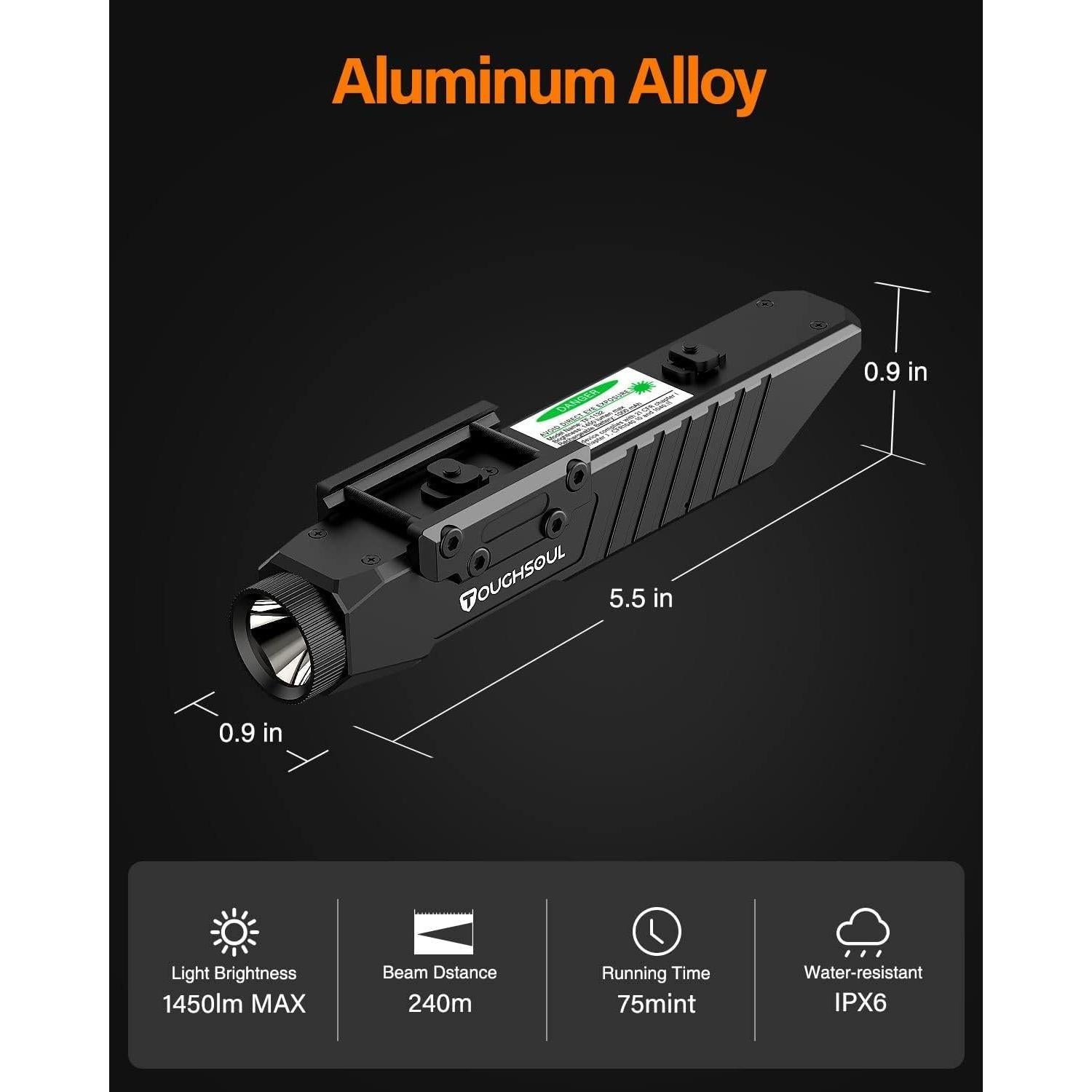 Linterna Táctica TOUGHSOUL 1450 Lúmenes Picatinny MLOK