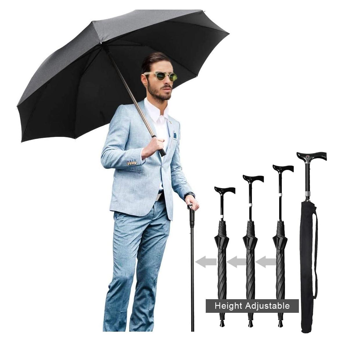 Paraguas Bastón Wrzbest Ajustable Altura Negro 0.54 kg