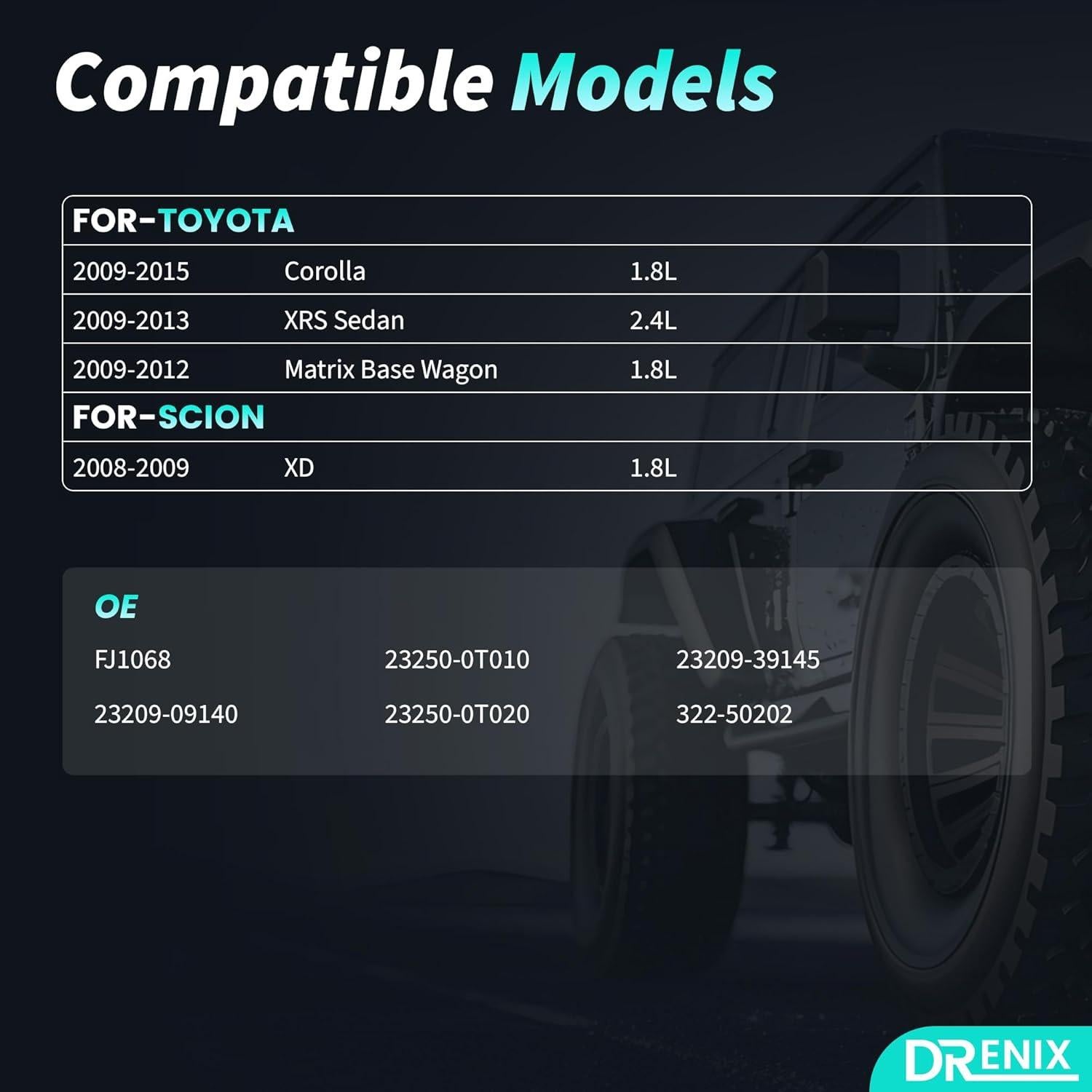 Inyectores de combustible DRENIX para Toyota Corolla 2009-2015