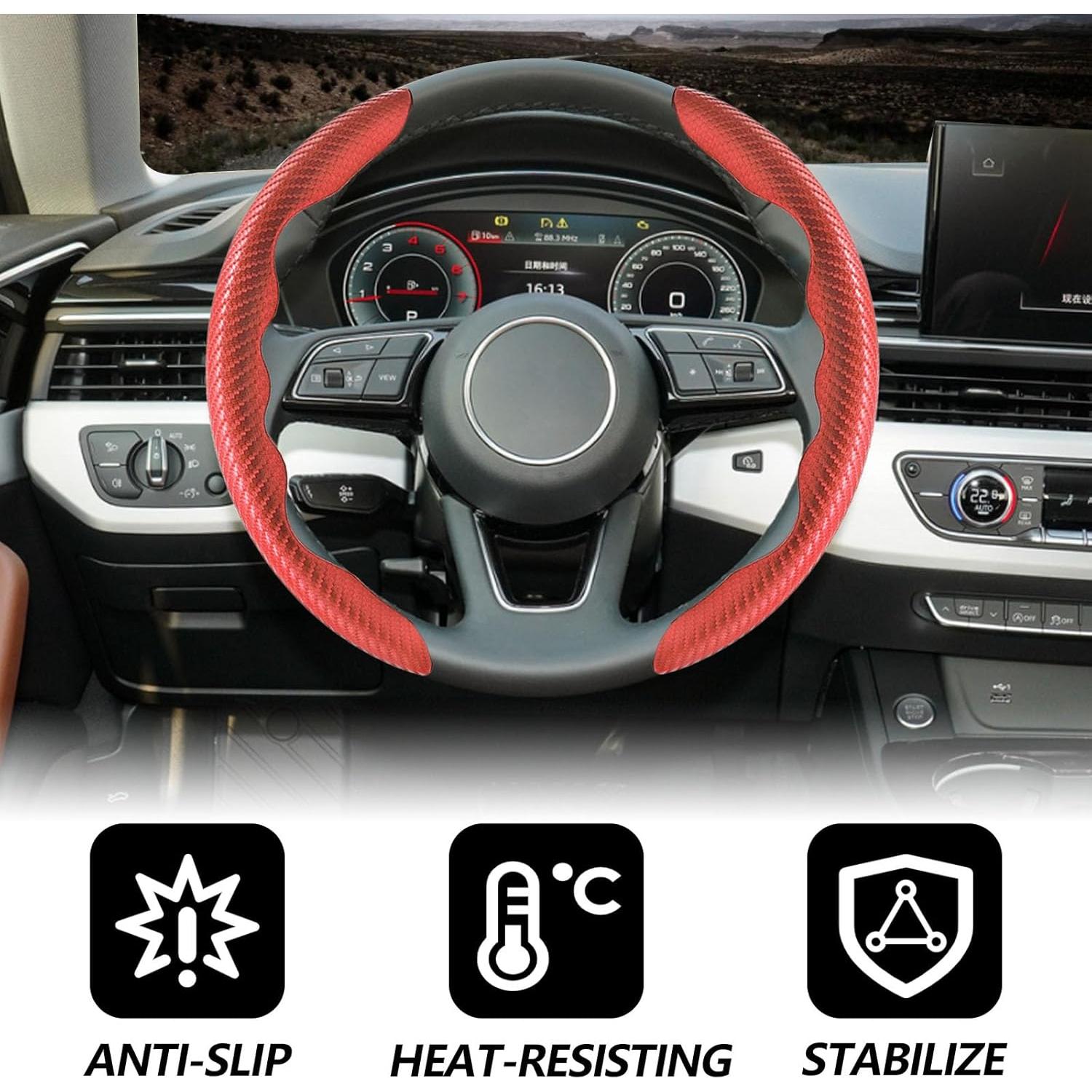 Cubierta de Volante Antideslizante Lunwag FANGXIANG Rojo