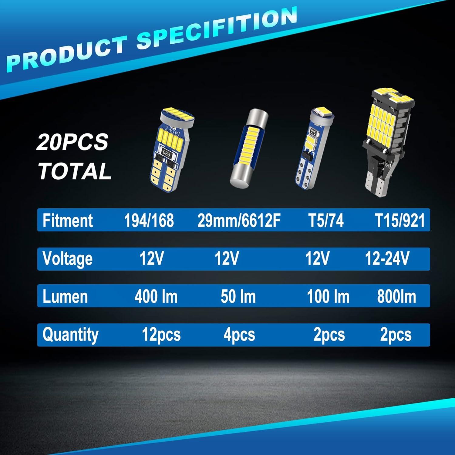 Kit de luces LED interiores WEIMELTOY para Toyota Tundra 2007-2021