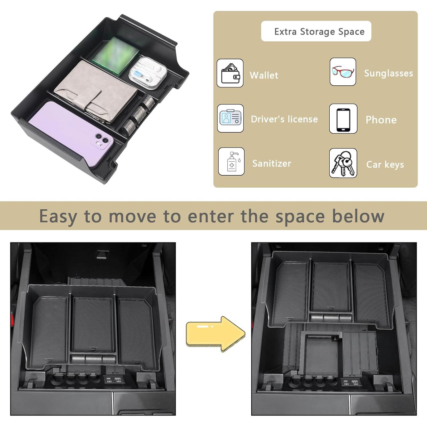 JDMCAR Bandeja Organizadora Consola Central Toyota Tundra 2022-2025
