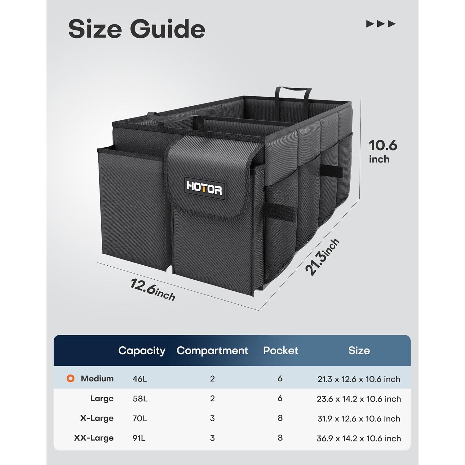 Organizador de Maletero HOTOR Plegable Negro 54x32x27cm